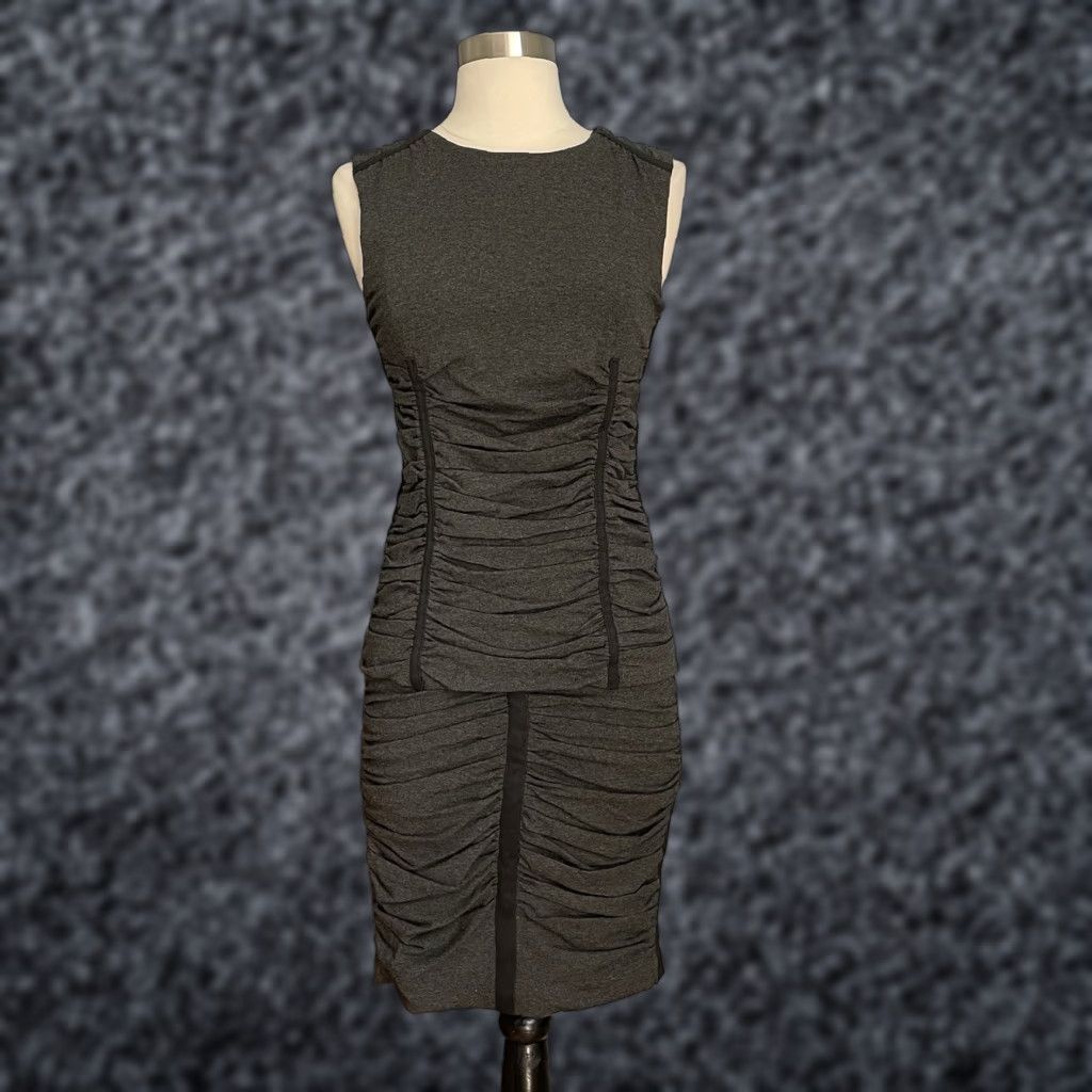 Dolce & Gabbana VINTAGE Dolce&Gabbana Grey Black Ruched Top Skirt Set 2 Piece Women Size S 38/40 Bodycon Y2K Size S / US 4 / IT 40 - 1 Thumbnail