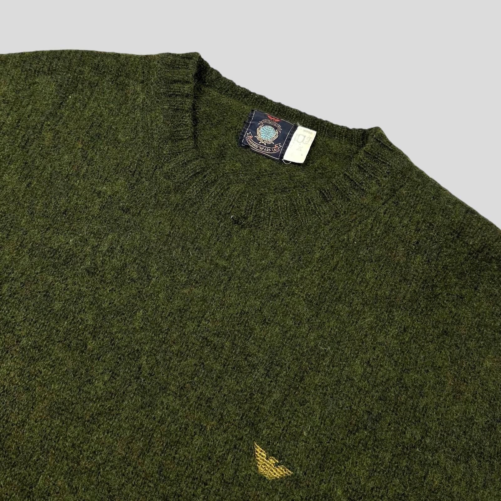 Armani Emporio Armani 80’s Moss Green Heather Wool Logo Jumper - M Size US M / EU 48-50 / 2 - 2 Thumbnail