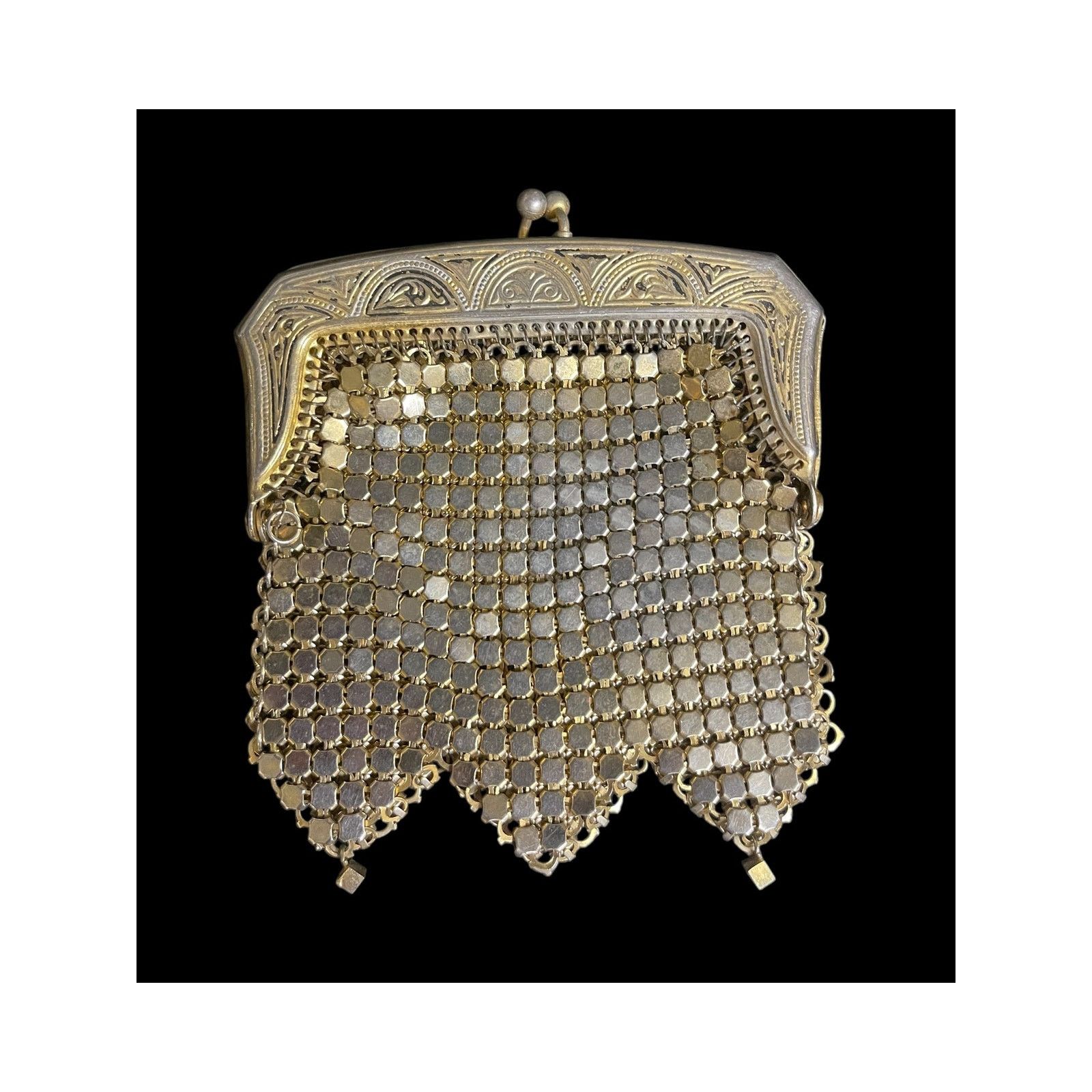 Antique Vintage 1920's Era Gold Mesh Coin Purse Art Deco, Women's