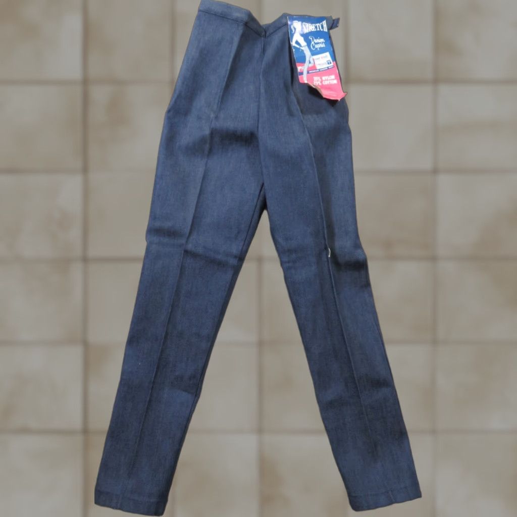 Denime VINTAGE Martinsville Sanforized Jeans Capris Denim Women’s 2XS 22x26 Blue 1950s Disco Slim Skinny Casual Mens/Womens Size 40" / US 18 - 1 Thumbnail