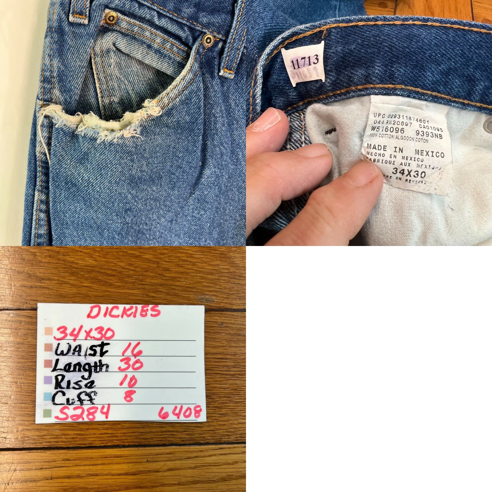 Dickies Dickies Men's Straight Leg Jeans Size 34X30 - Blue Denim, Mid Rise, Regular Fit, Classic Style Size US 32 / EU 48 - 8 Thumbnail