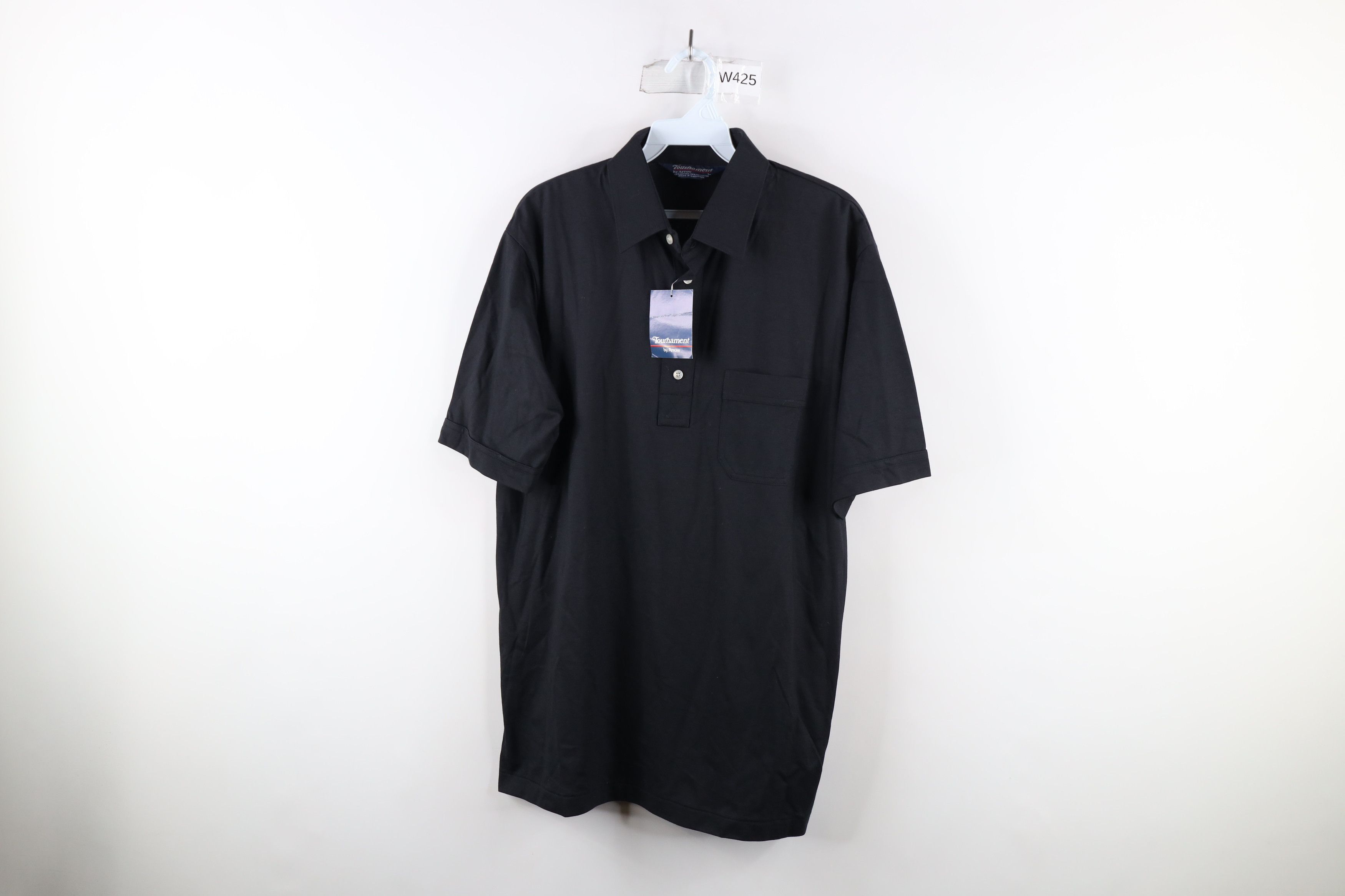 Vintage Deadstock Vintage 70s Streetwear Collared Polo Shirt Black Size US L / EU 52-54 / 3 - 1 Thumbnail