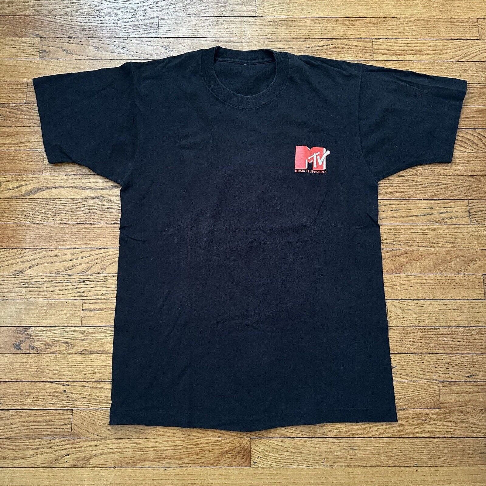 Mtv × Vintage Vintage 90s MTV Black Promo Tee T-Shirt Music Television Size US L / EU 52-54 / 3 - 3 Thumbnail