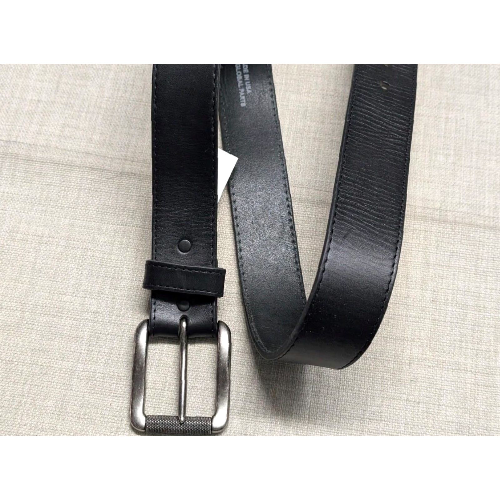 Vintage VINTAGE Justin belt 34 black leather WESTERN belt Mens western belt with buckle snaps USA Made 1-5/8" wide solid leather belt 33/34 Size 34 - 2 Thumbnail