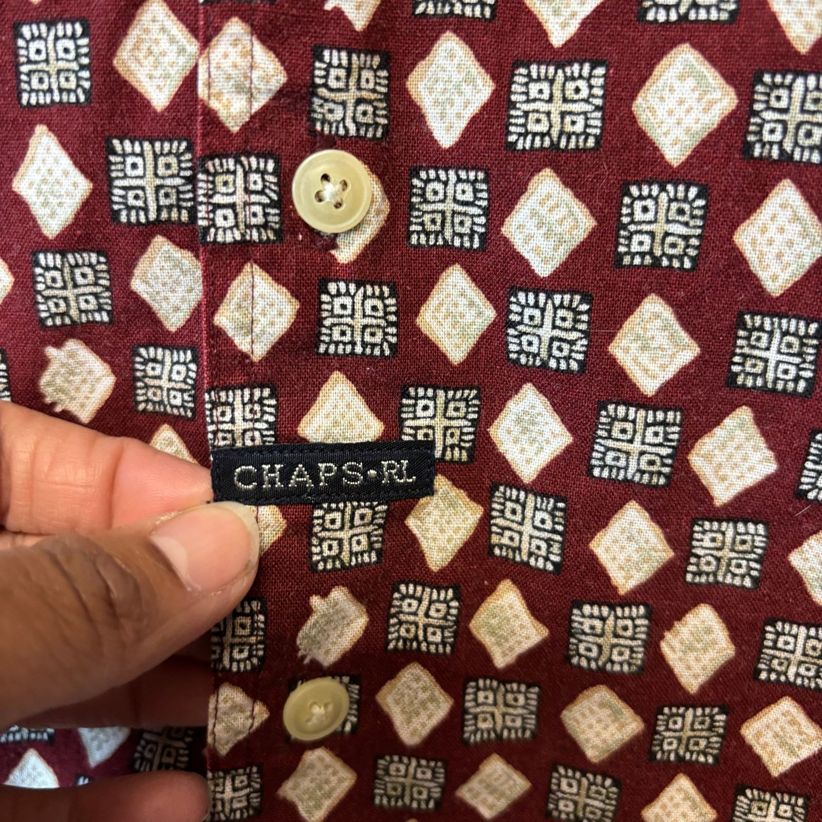 Chaps Ralph Lauren Ralph Lauren Chaps Shirt Linen Blend Geometric Pattern Size US M / EU 48-50 / 2 - 3 Thumbnail