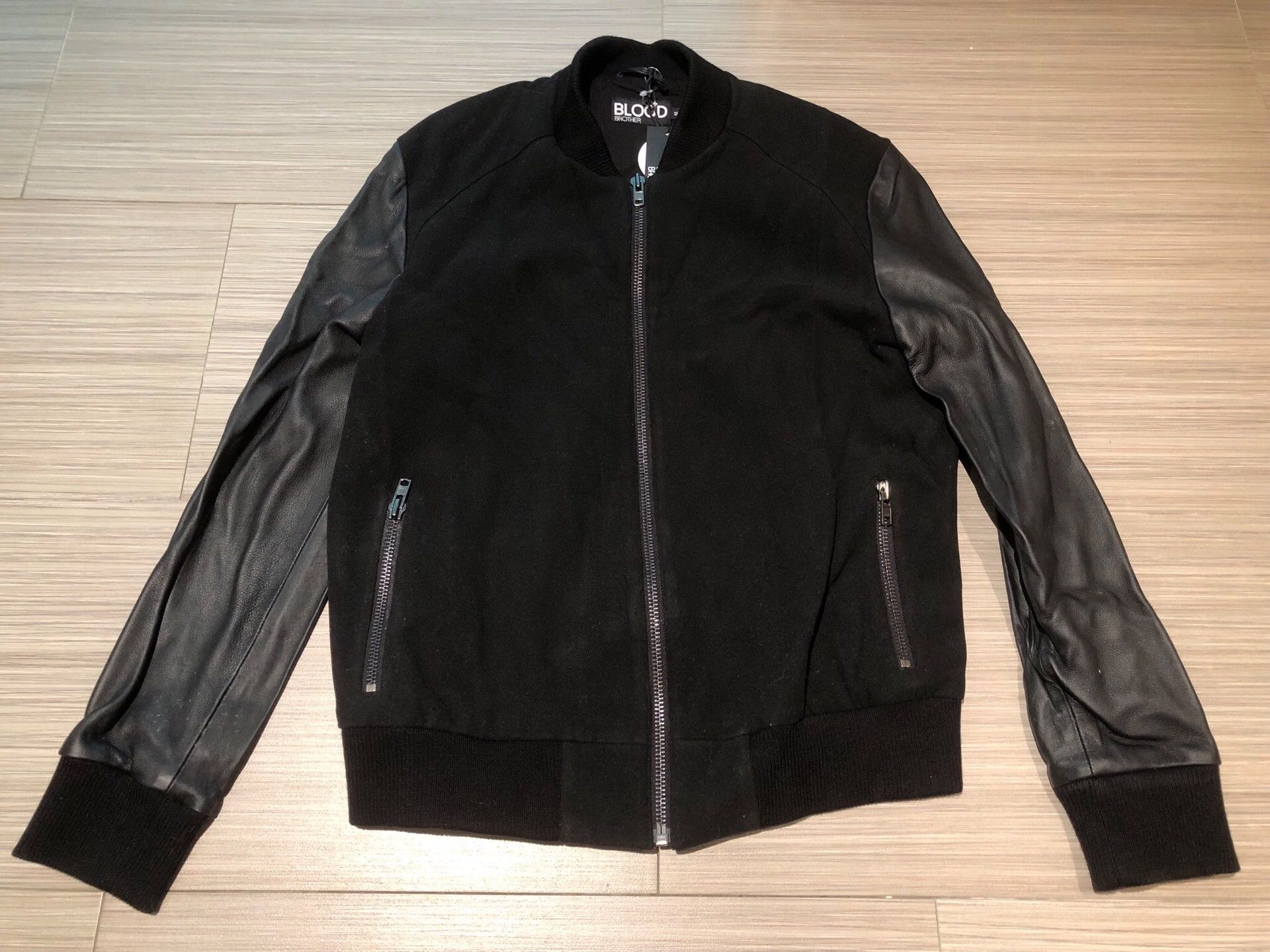 Saint Laurent Paris Blood Brother Black Leather Sleeve Bomber Jacket Size US M / EU 48-50 / 2 - 1 Thumbnail