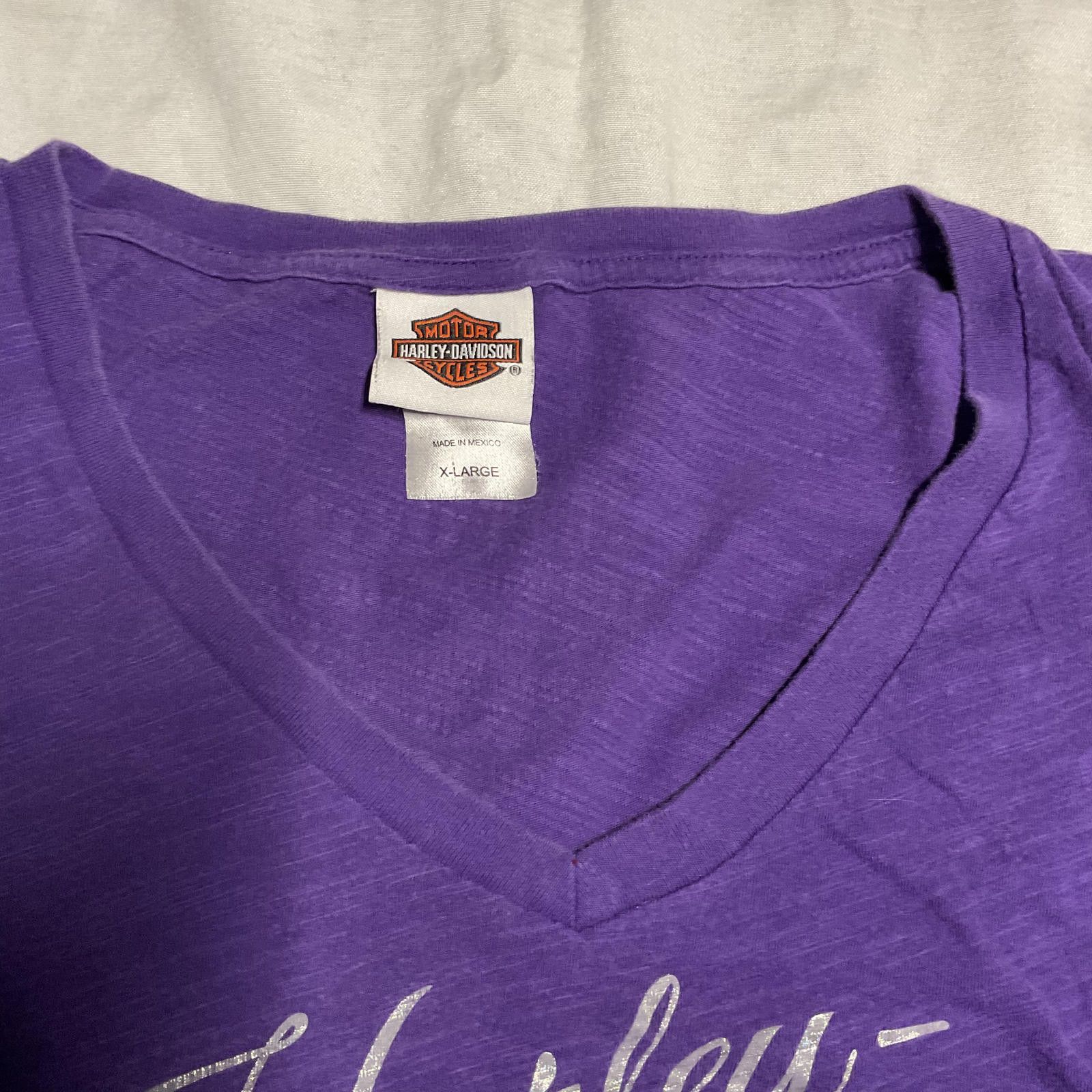 Harley Davidson purple v neck harley davidson shirt Size XL / US 12-14 / IT 48-50 - 3 Thumbnail