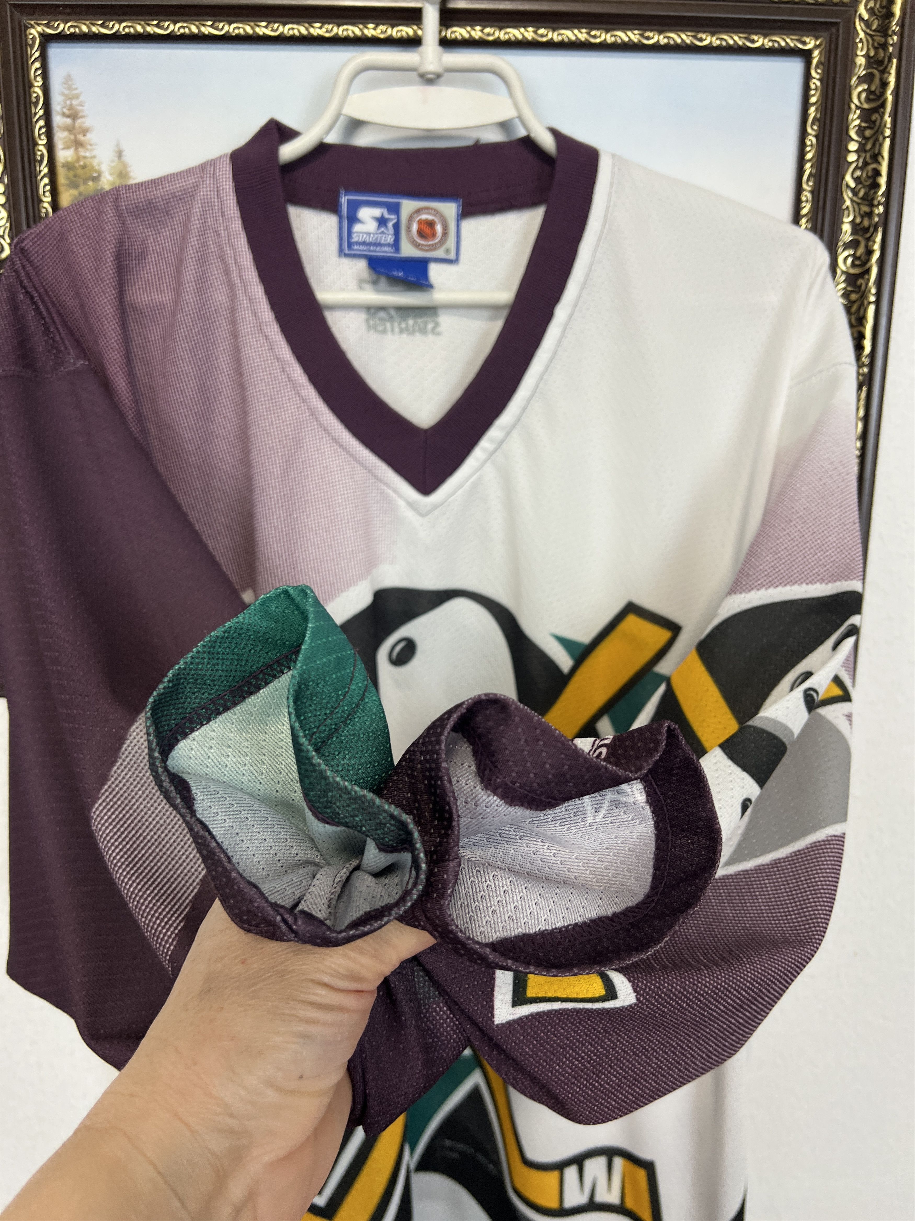 Starter Vintage 90's Anaheim Mighty Ducks Hockey Jersey NHL Trikot Size US M / EU 48-50 / 2 - 7 Thumbnail