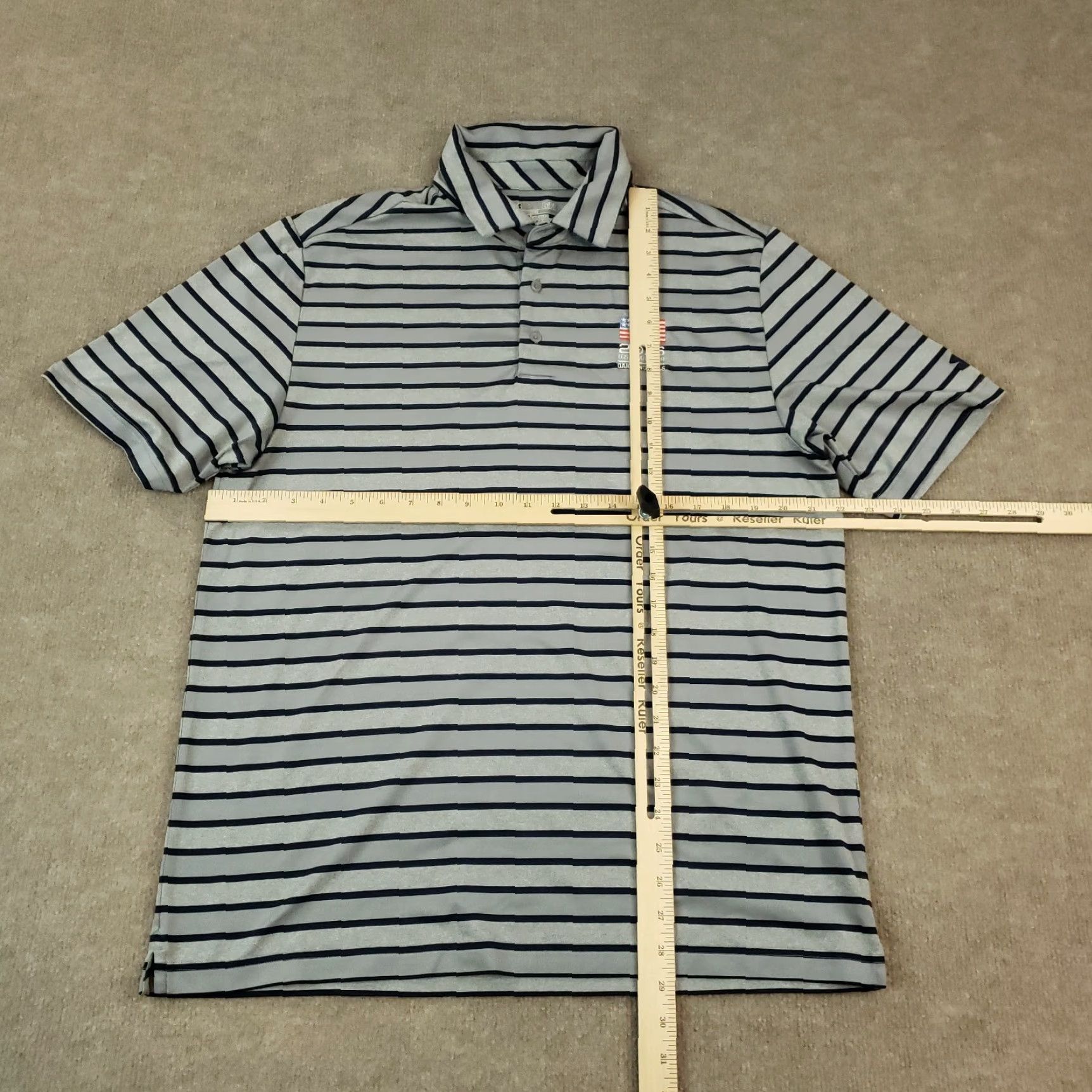 Under Armour Under Armour Polo Shirt Mens Large Gray Striped Golf Activewear Loose Stretch Size US L / EU 52-54 / 3 - 2 Thumbnail