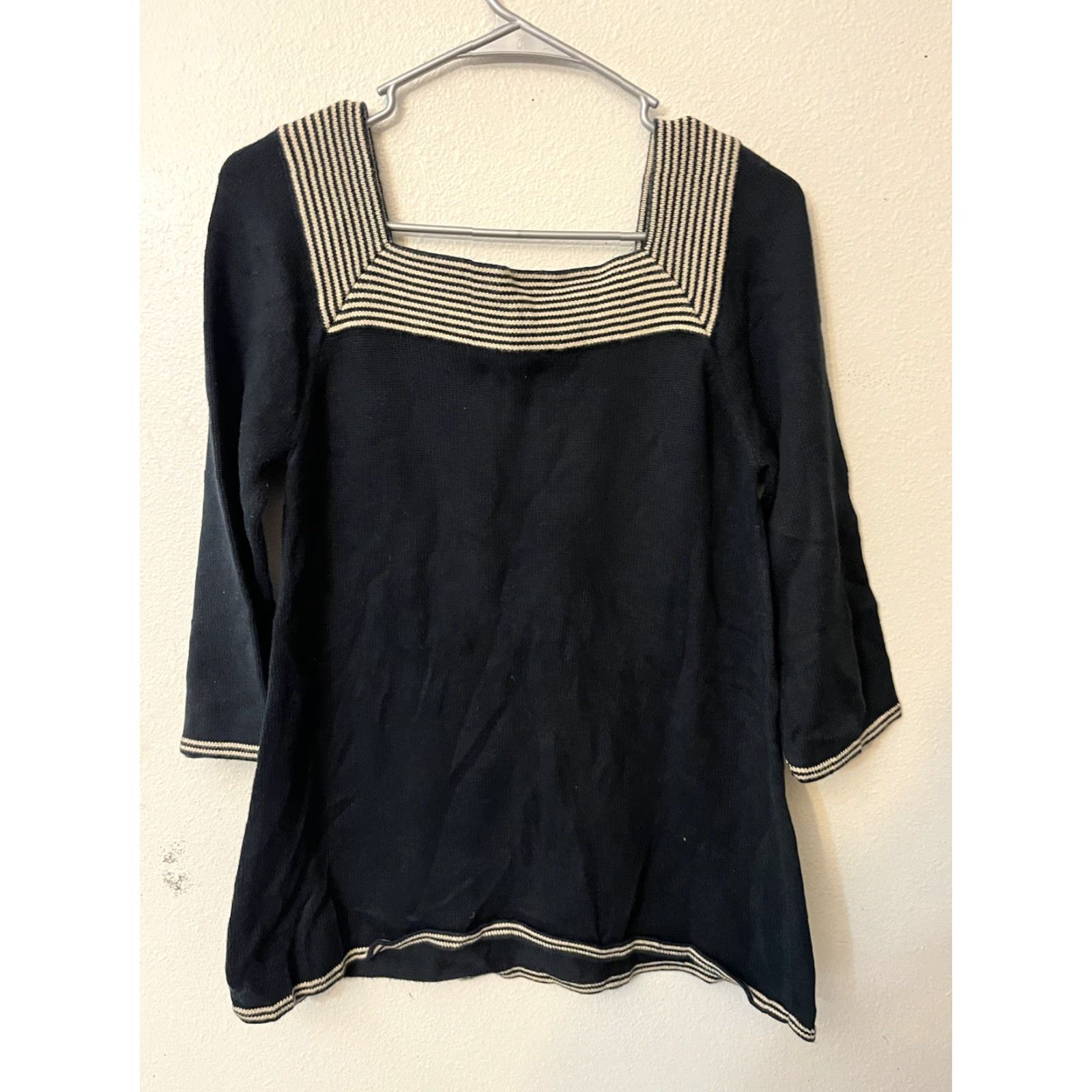 Banana Republic Banana Republic Sweater Women's M Black 3/4 Sleeve Knit Crew Neck Pullover Classic Casual Solid Knit Seasonal Fall Spring Summer Winter Size M / US 6-8 / IT 42-44 - 3 Thumbnail