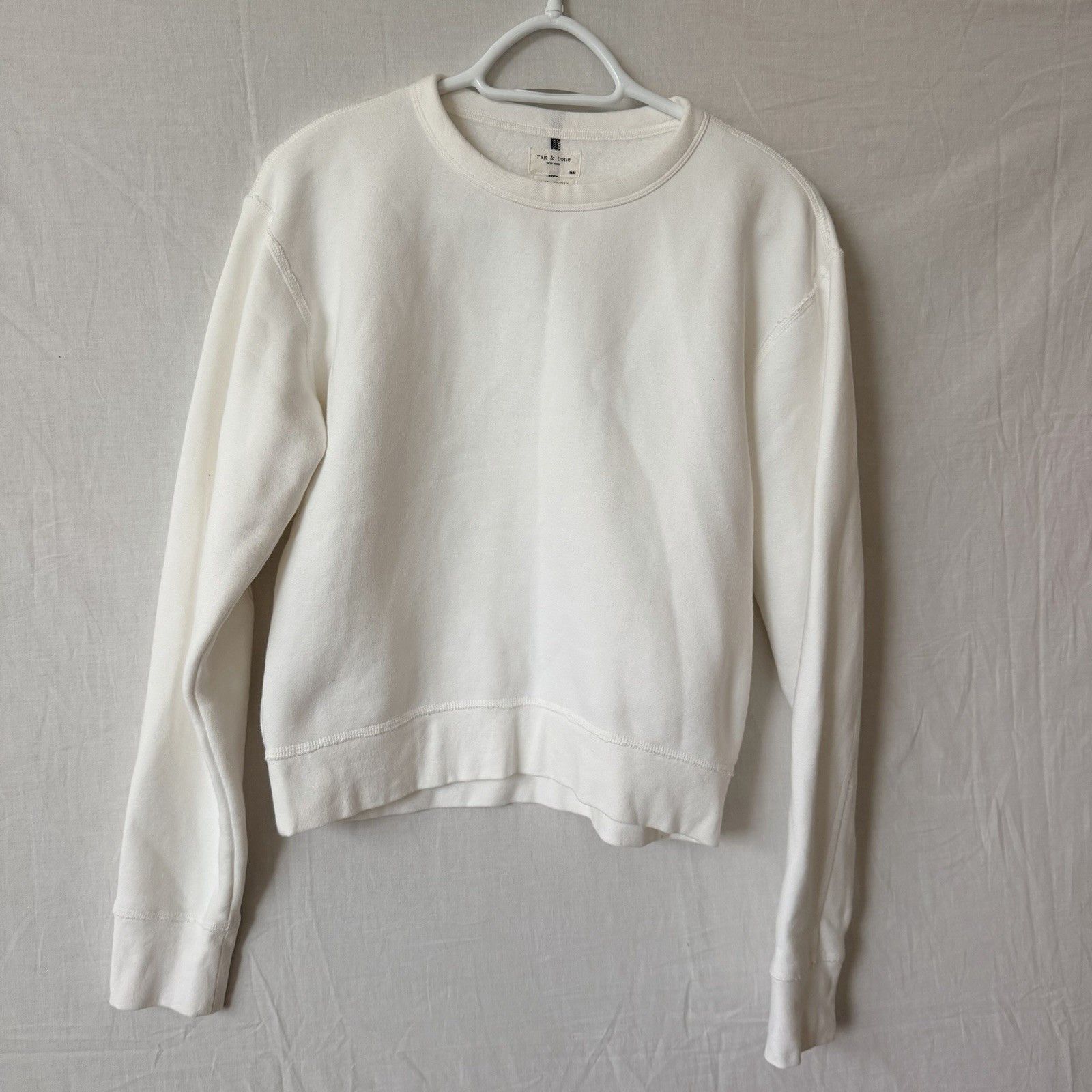 Rag & Bone Rag & Bone Sweatshirt Womens M White Fleece Lined Crewneck Size M / US 6-8 / IT 42-44 - 3 Thumbnail