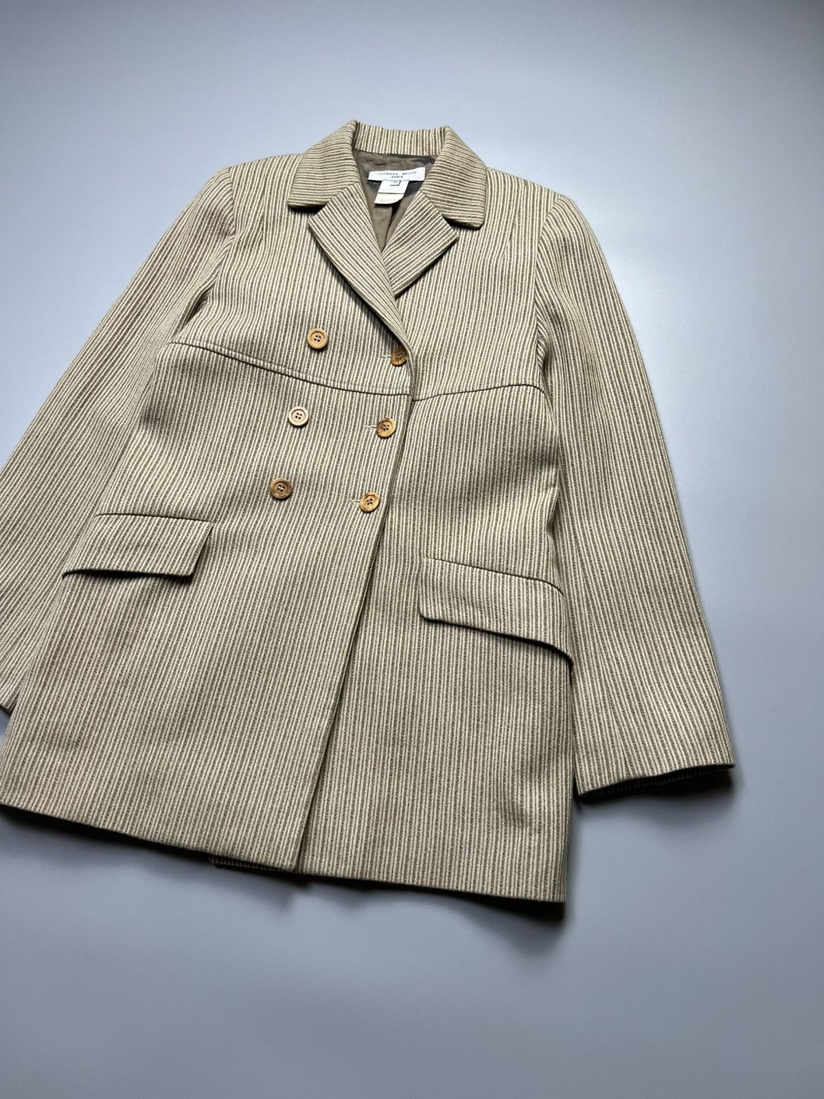 Vanessa Bruno Vanessa Bruno - Pinstripe Beige Wool - Coat Size M / US 6-8 / IT 42-44 - 5 Thumbnail