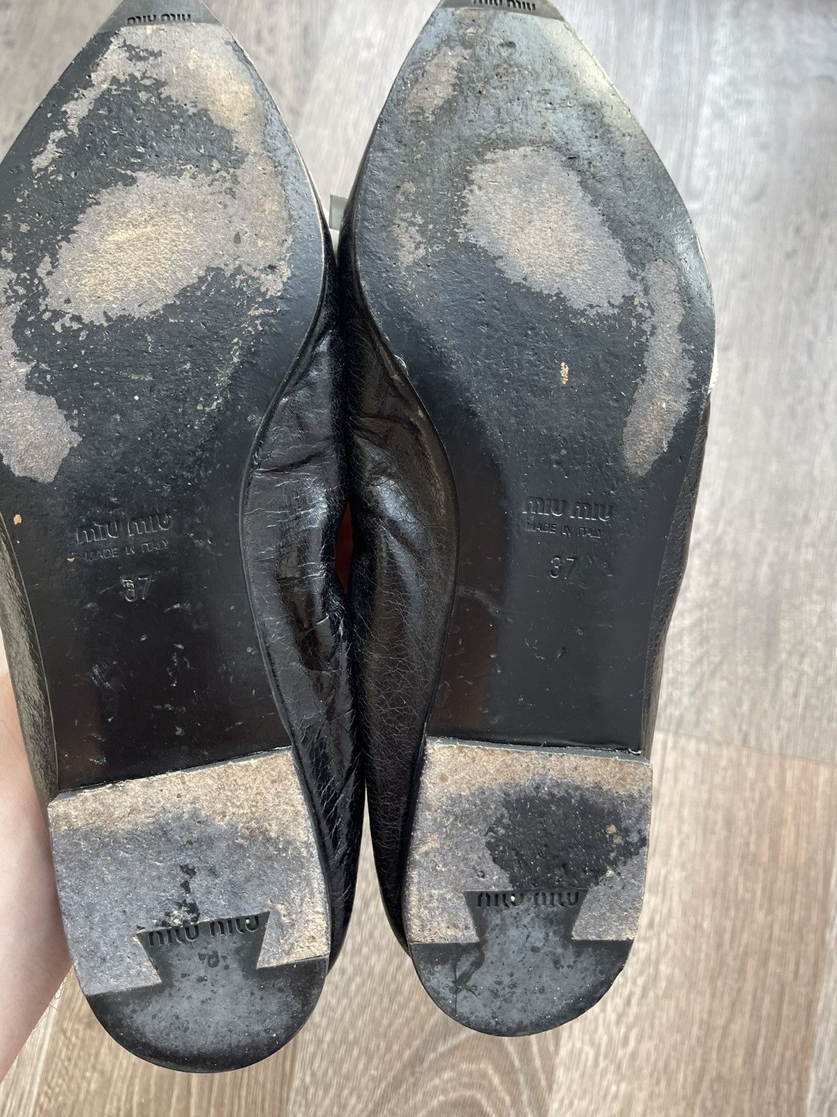 Japanese Brand 🖤Miu miu flats ballet 37 wooman leather shoes vintage Size US 7 / IT 37 - 7 Thumbnail