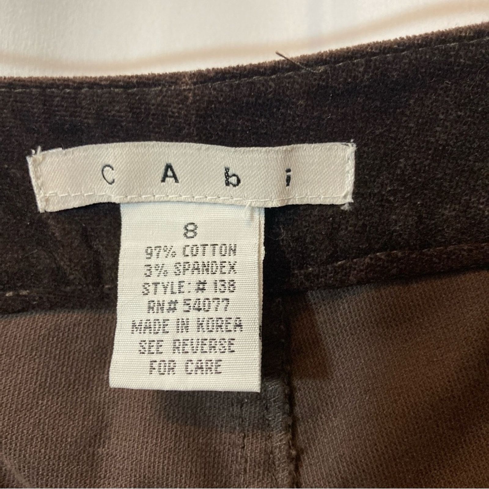 Other CAbi Brown Velvet Velour Straight Leg Trousers Slacks Pants Size 30" / US 8 / IT 44 - 8 Thumbnail