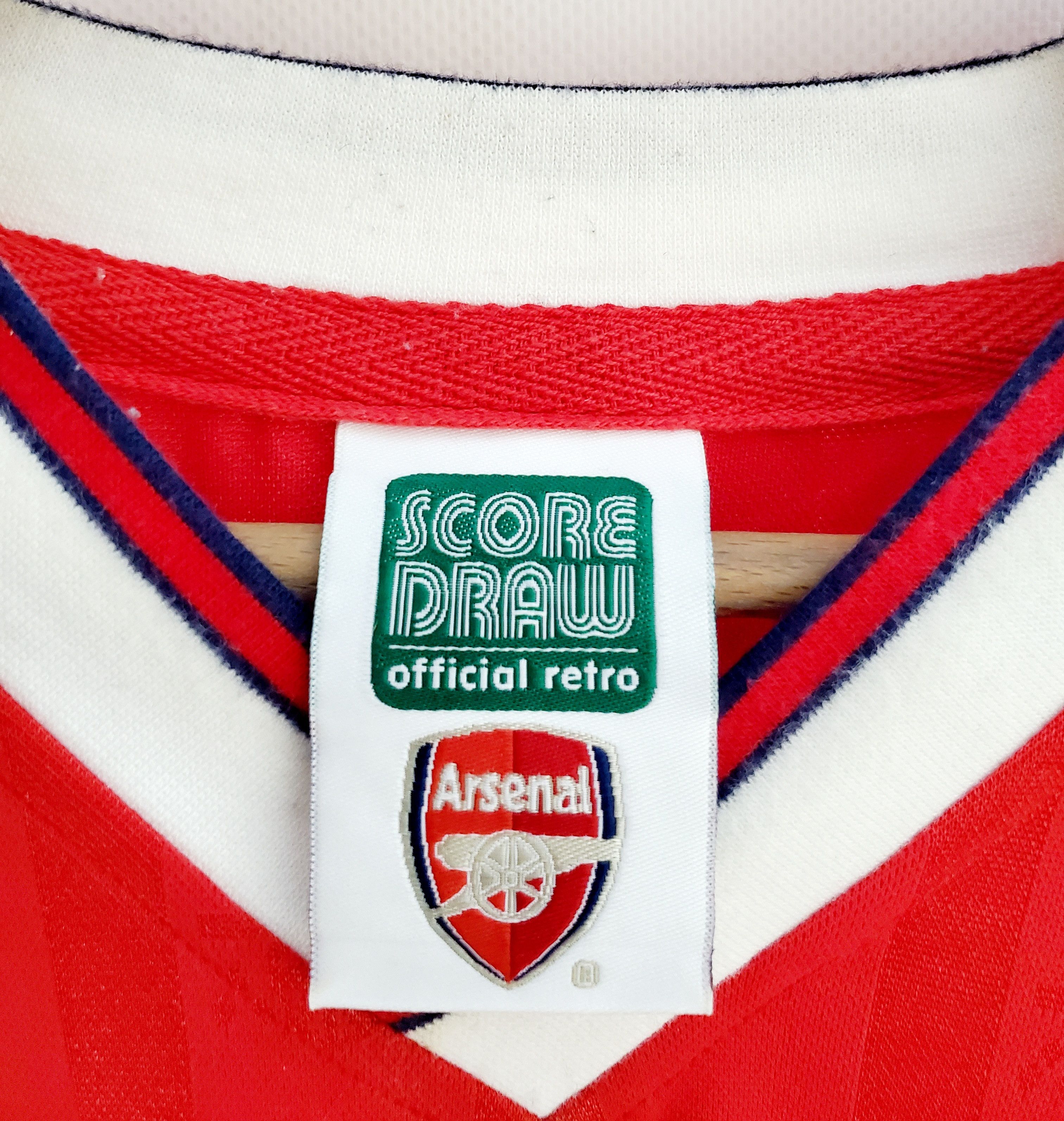 Vintage ARSENAL 1988/1990 HOME Jersey SCORE DRAW # 10 Bergkamp L Size US L / EU 52-54 / 3 - 5 Thumbnail
