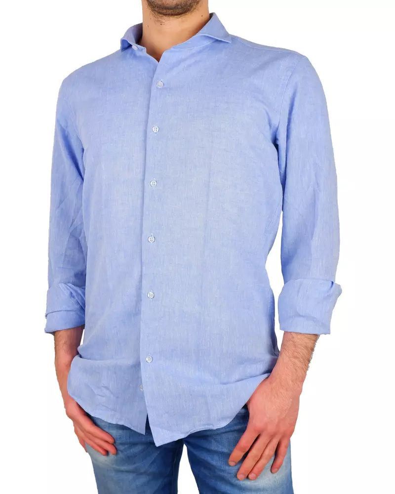 Designer Made in Italy Light Blue Cotton Shirt Grailed