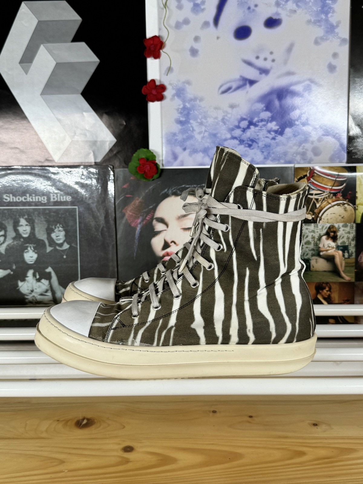 Rick Owens Drkshdw Zebra High Ramones Size US 10 / EU 43 - 4 Thumbnail