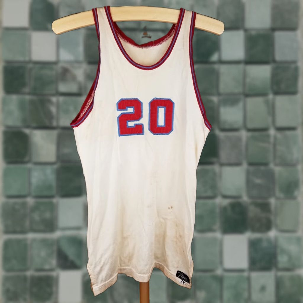 Vintage VINTAGE POWERS RAYON DURENE BASKETBALL JERSEY SZ 36 WHITE MEN 36 Jersey 50's 27" back cross chest 16" inch tops to bottom Size US M / EU 48-50 / 2 - 1 Thumbnail