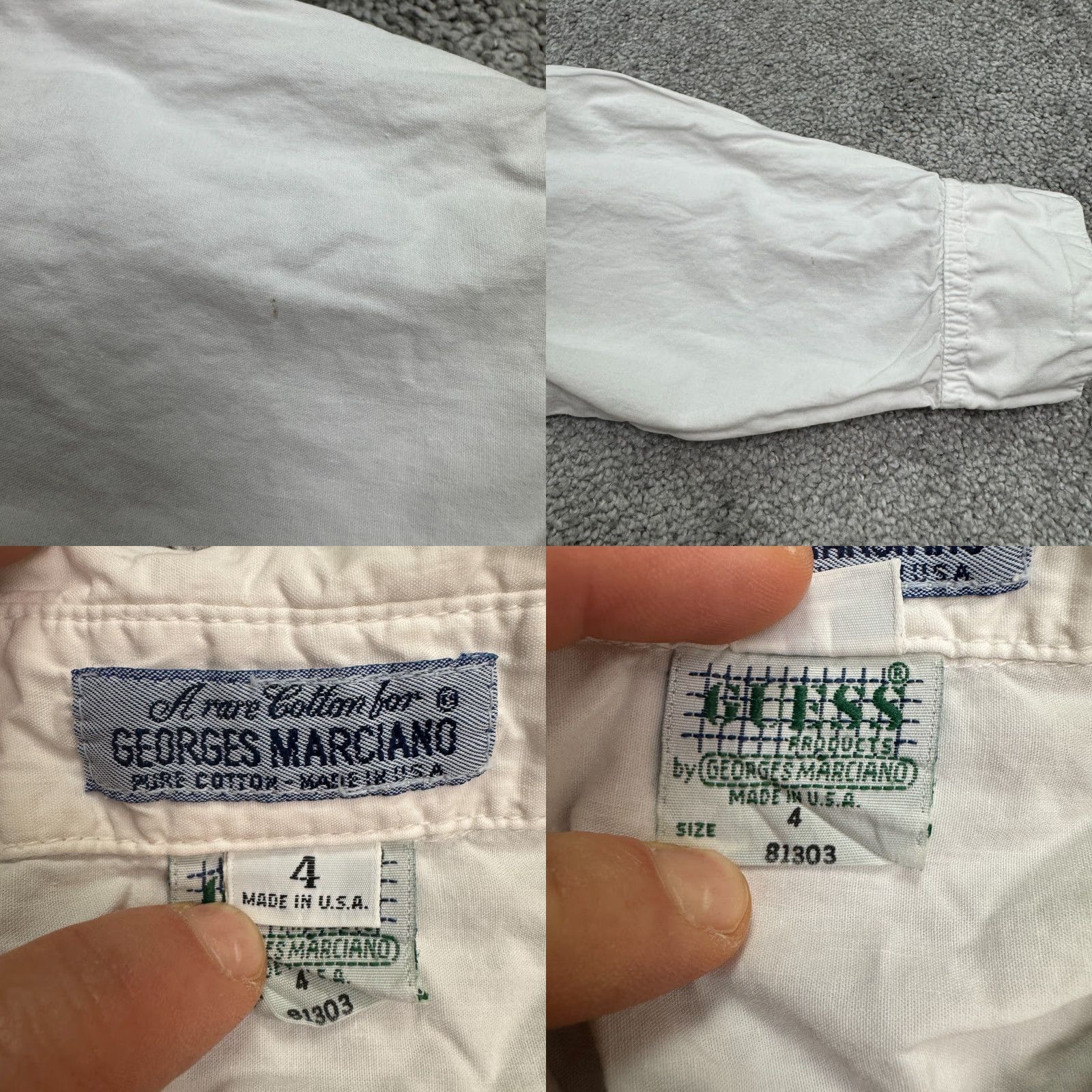 Vintage VINTAGE Georges Marciano Shirt Mens 4 Button-Down White Cotton Long Sleeve 90s Classic Outdoor Preppy Casual Workwear Bagged? Size US S / EU 44-46 / 1 - 8 Thumbnail