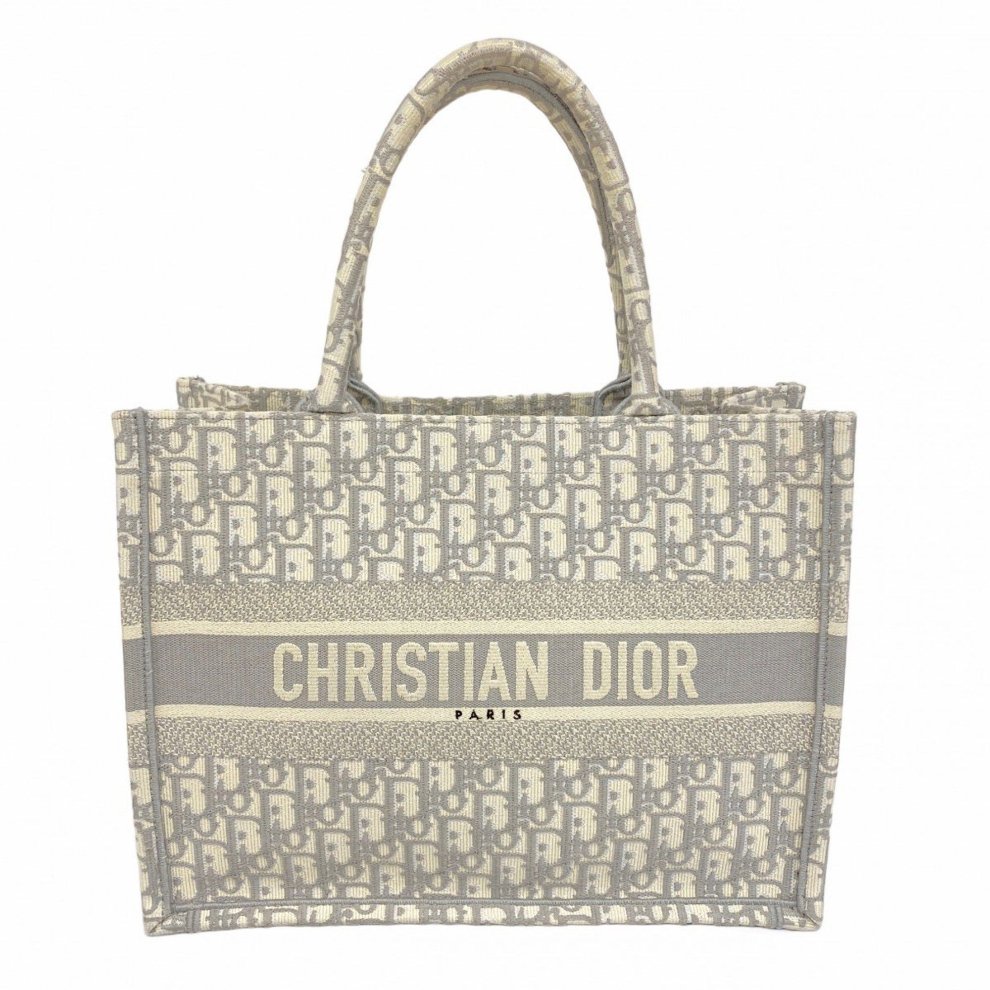 Christian Dior Tote Bag Trotter Book Canvas Grey Women's