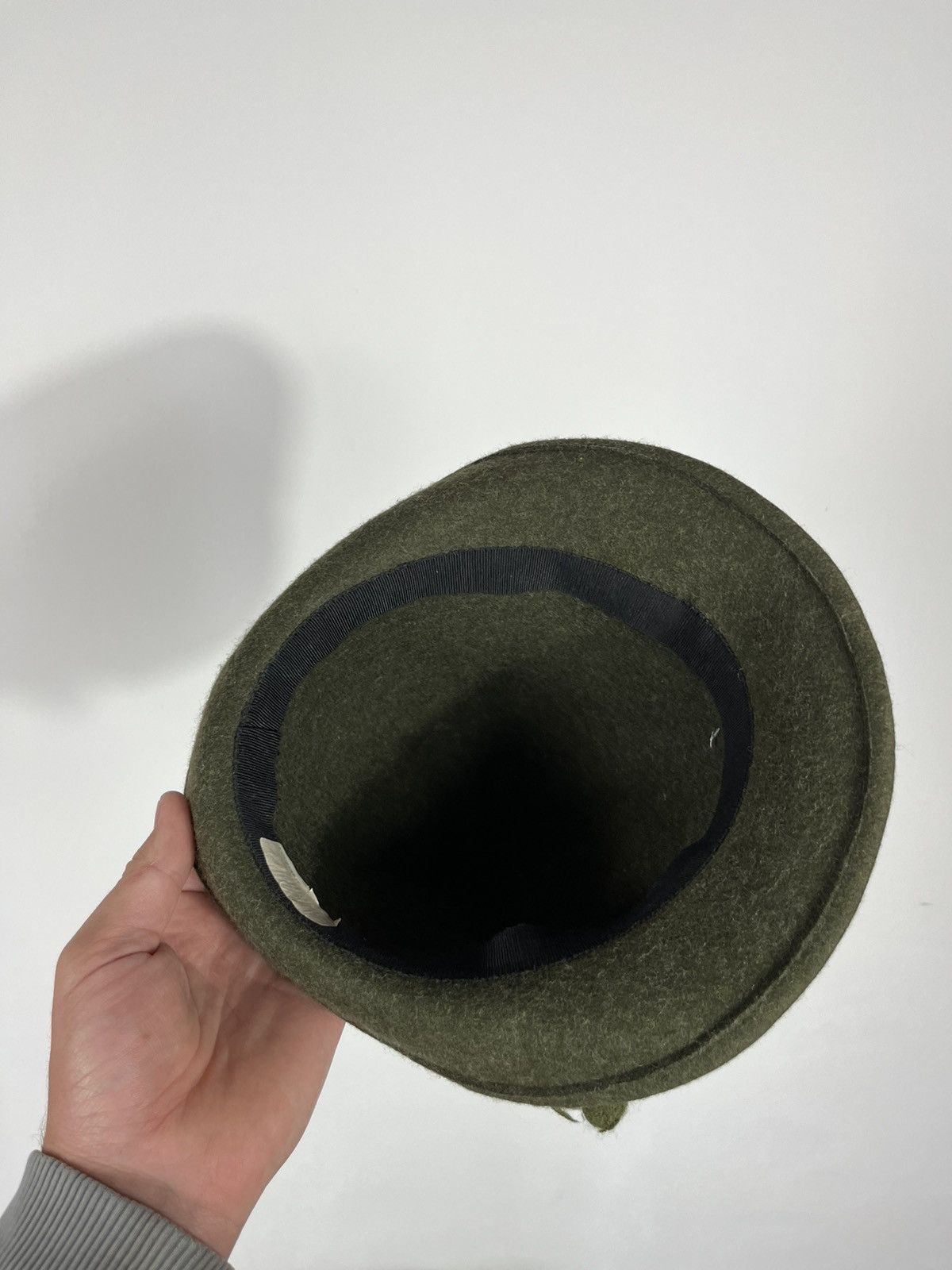 Vintage Traditional Wool Alpine Hat Green 54 cm Oktoberfest Style Size ONE SIZE - 6 Thumbnail