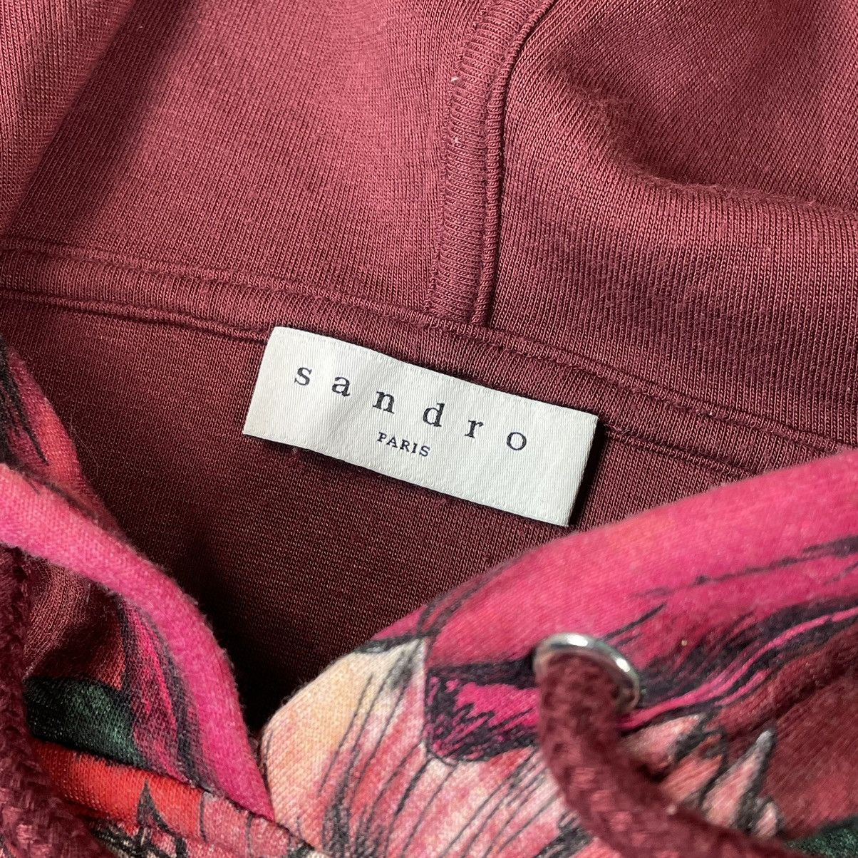Sandro Sandro Paris Floral Print Viscose Burgundy Hoodie Size XS / US 0-2 / IT 36-38 - 10 Thumbnail