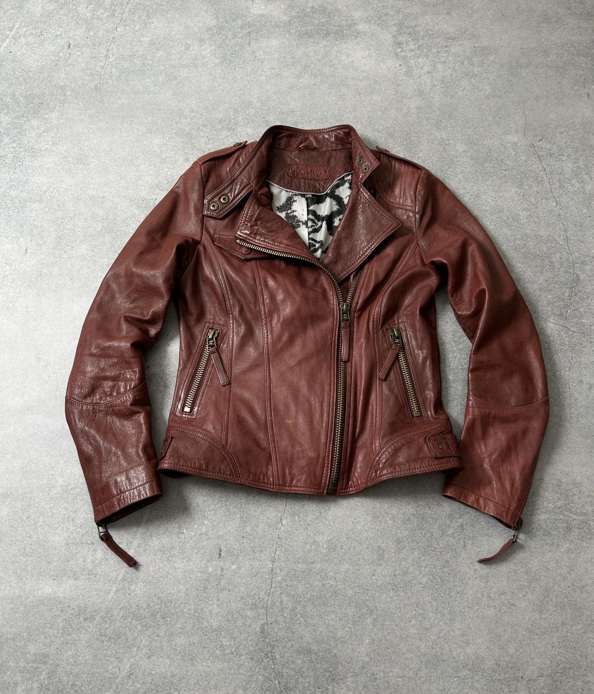 Japanese Brand Vintage Red Leather jacket women’s biker jacket Size S / US 4 / IT 40 - 1 Thumbnail