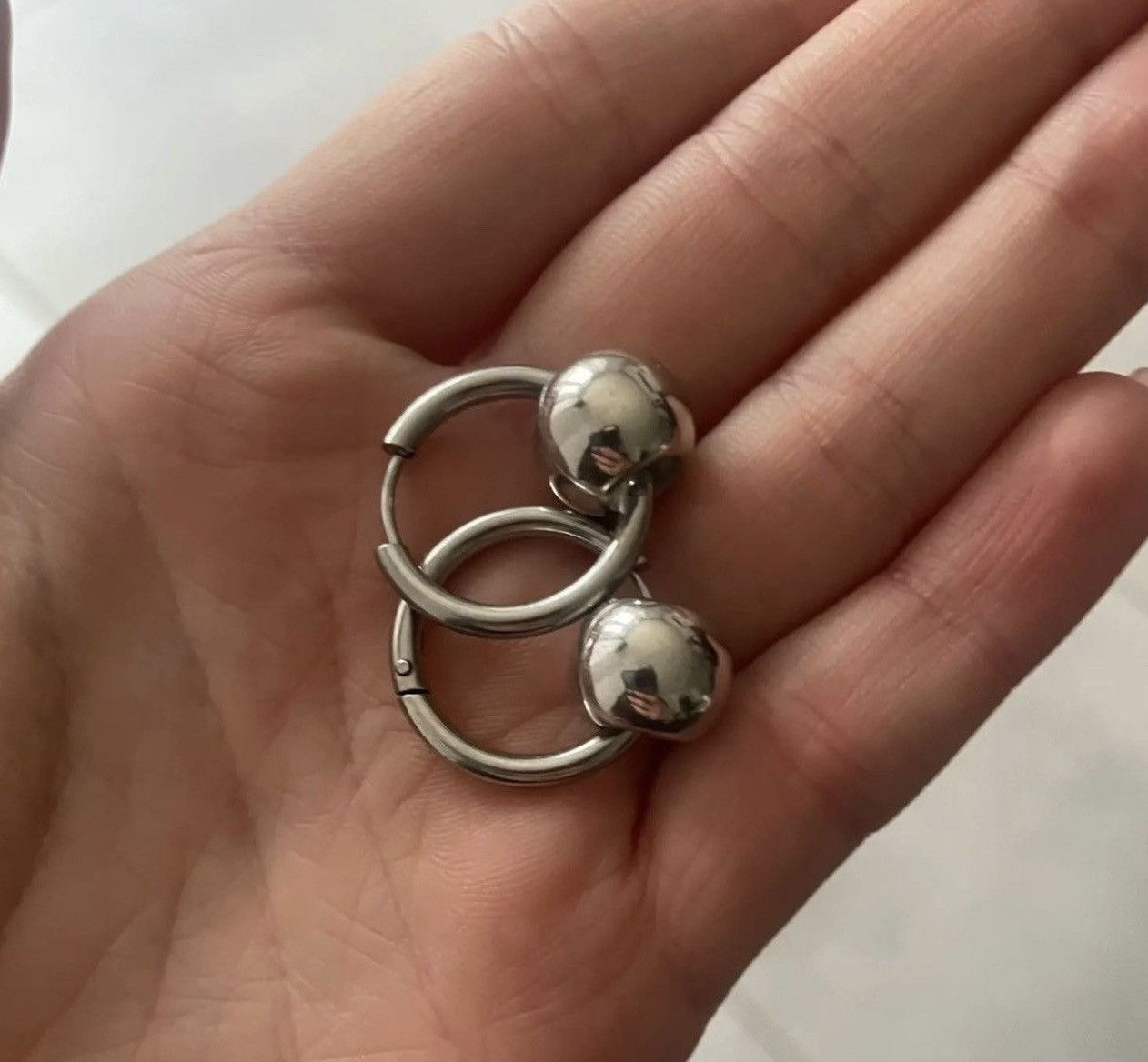 Jewelry Silver Color Ball Earrings Size ONE SIZE - 5 Thumbnail