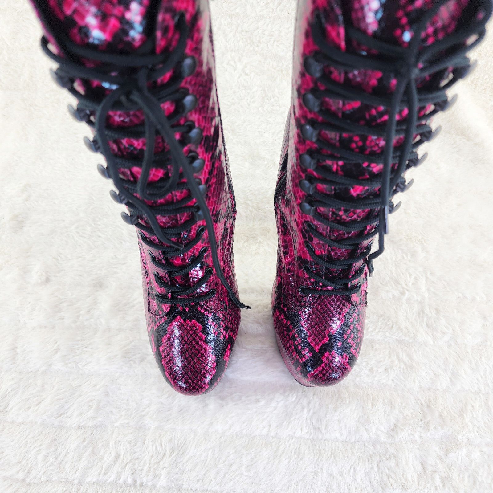 Other Adore 1020SP Hot Pink Snake Print 7" High Heel Platform Ankl Size US 10 / IT 40 - 4 Thumbnail