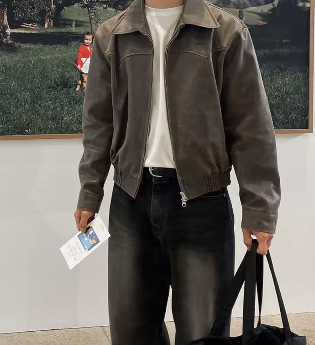 Japanese Brand Brown PU Leather Bomber Jacket Size US XL / EU 56 / 4 - 4 Thumbnail