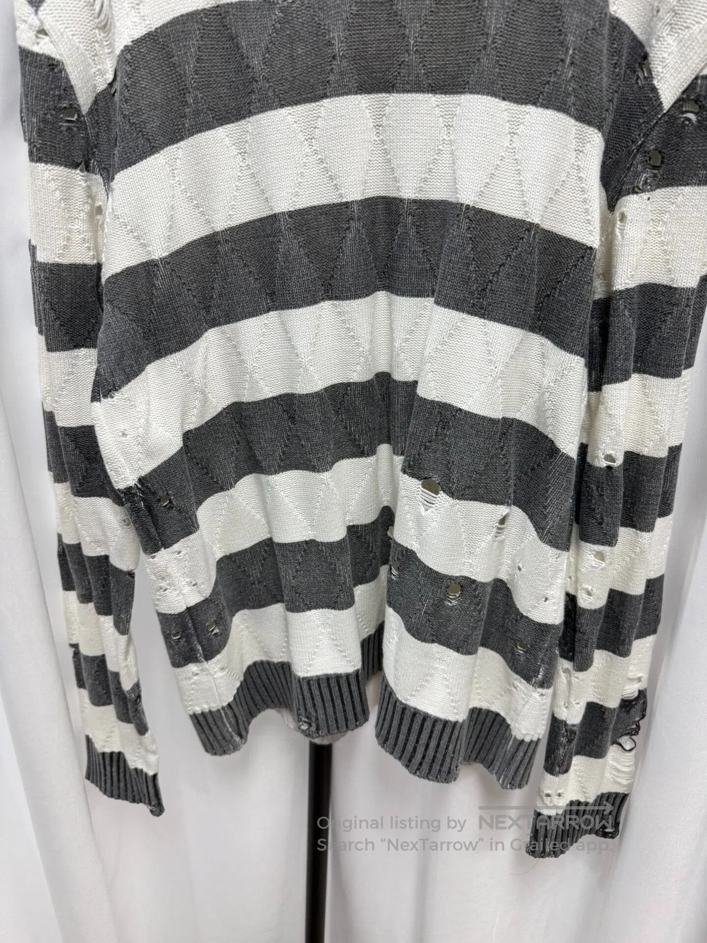 Comme des Garcons Homme Plus Striped Distressed Sweater Size 4. Size US XL / EU 56 / 4 - 4 Thumbnail