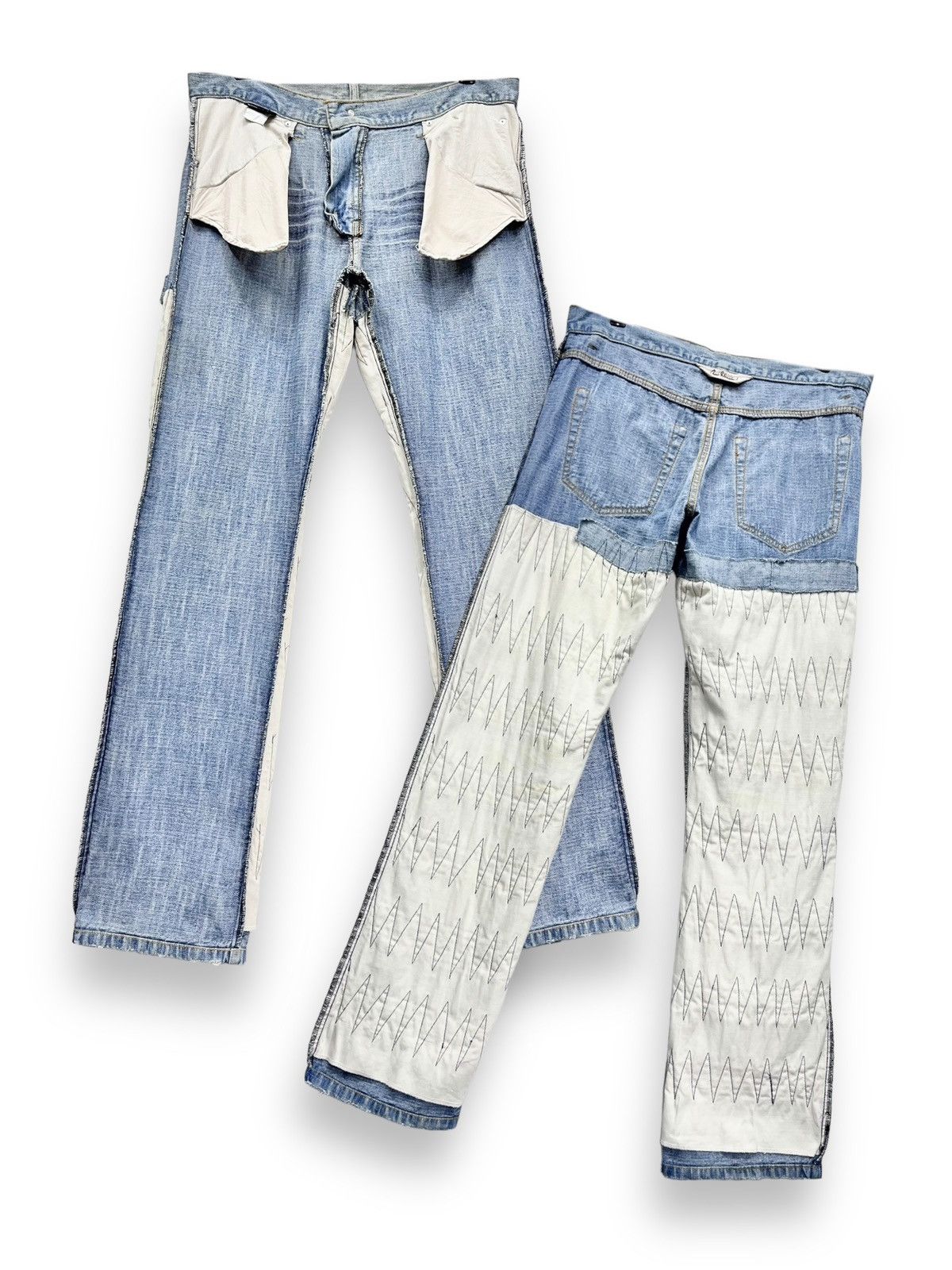 Japanese Brand 🔥RARE🔥Vtg GUMU INTERNATIONAL Designer Distressed Lightwash Size US 32 / EU 48 - 2 Thumbnail