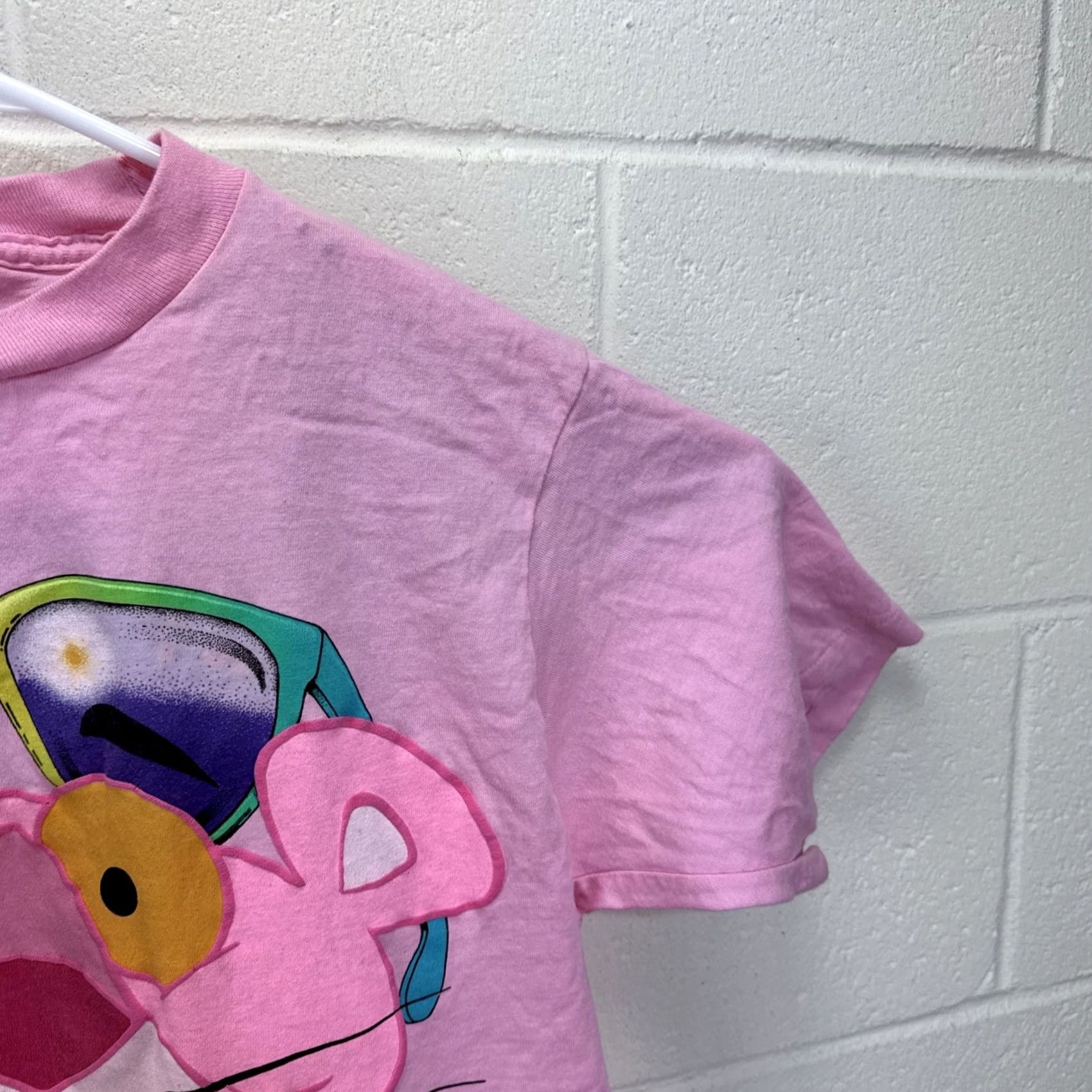 Anvil VINTAGE Pink Panther T Shirt 80s 1988 Anvil Knit Cotton Crew Neck Short Sleeve Large Pink Unisex Adults Size US L / EU 52-54 / 3 - 7 Thumbnail