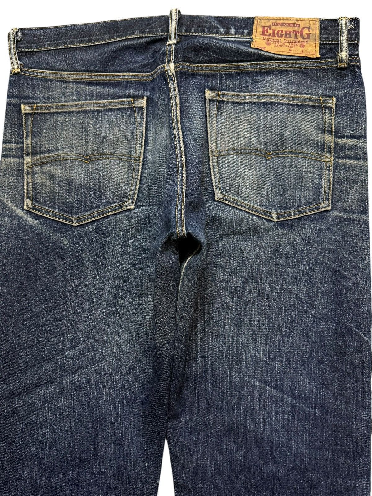 EIGHT-G Vintage 90s Japan Eight-G Faded Wash Distress Wide Leg Loose Size US 36 / EU 52 - 4 Thumbnail