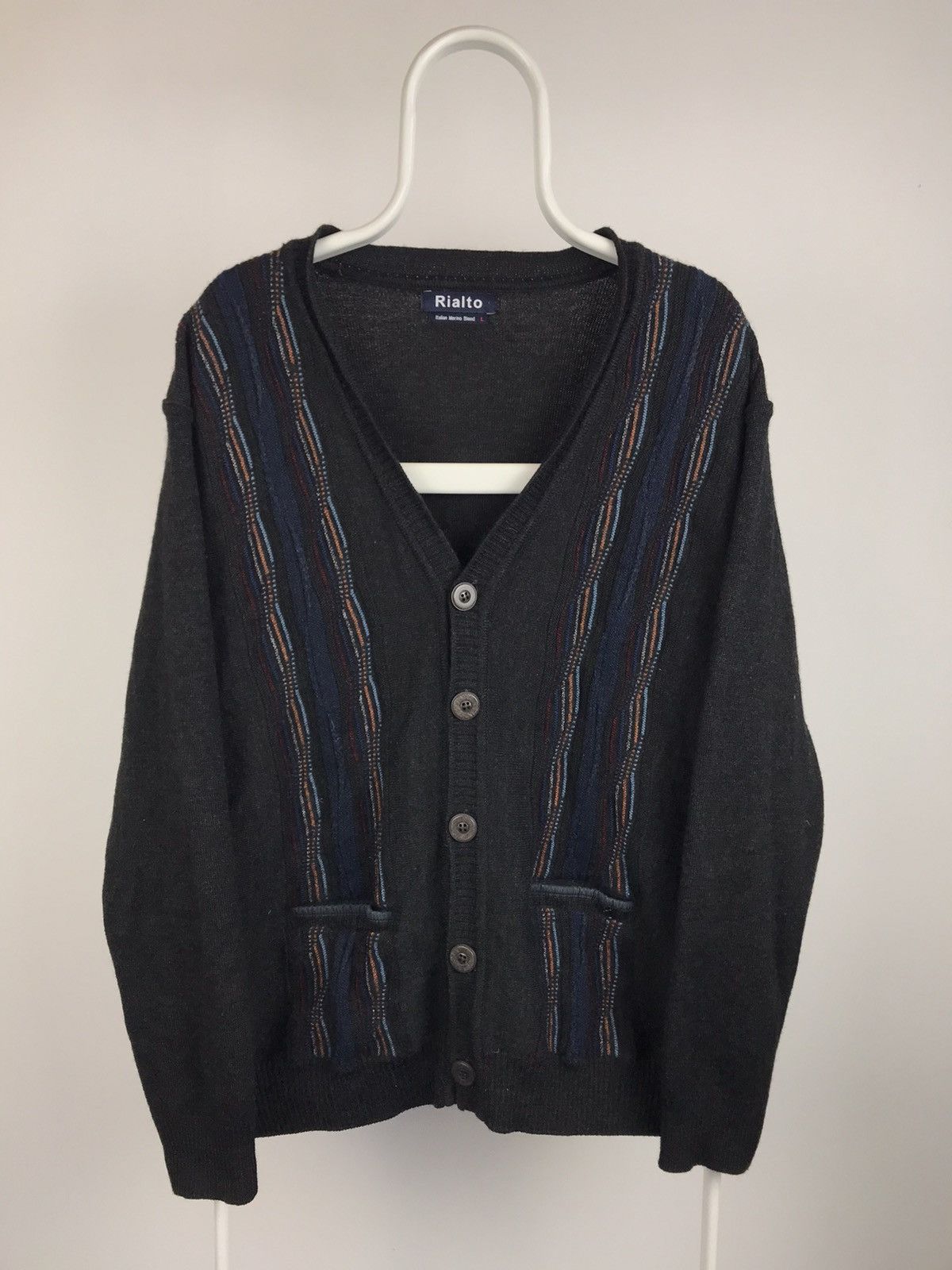 Vintage Vintage Rialto Italian Merino Blend Coogi Style Cardigan Size US L / EU 52-54 / 3 - 1 Thumbnail