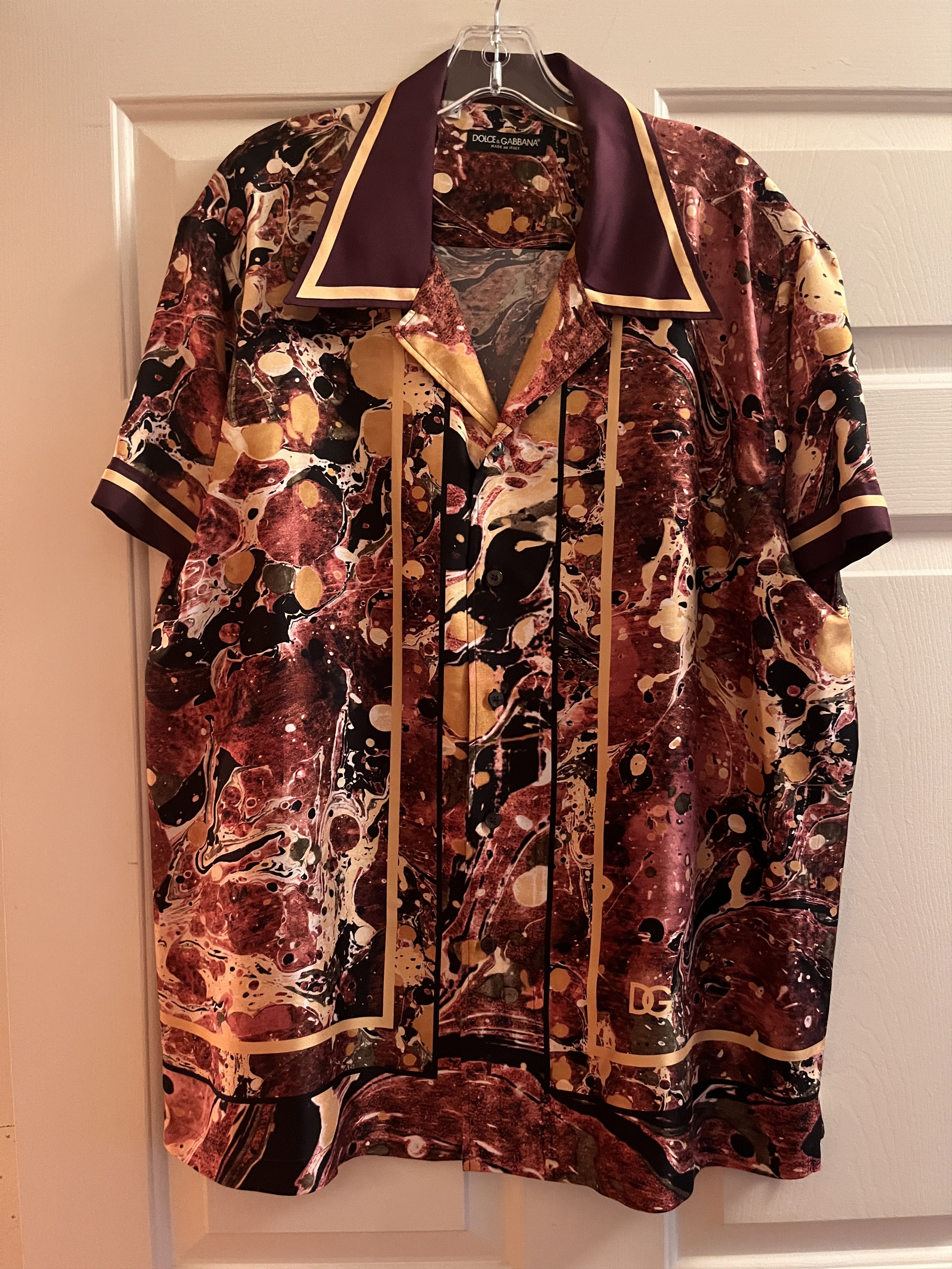 Dolce & Gabbana Dolce & Gabbana Graphic Print Silk Button Up Down Shirt Size US XL / EU 56 / 4 - 5 Thumbnail