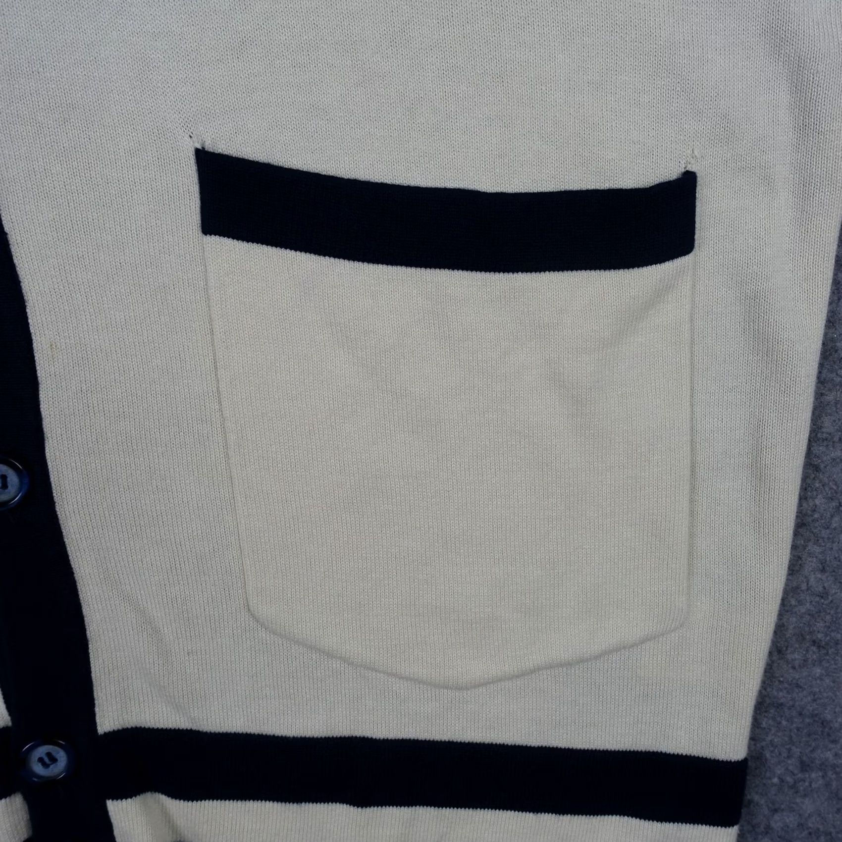 Vintage VINTAGE Triple Five Soul Cardigan Sweater Mens 2XL White Navy Striped V-Neck Pockets T5 Patch Knit Cotton White Mens Size US XXL / EU 58 / 5 - 4 Thumbnail
