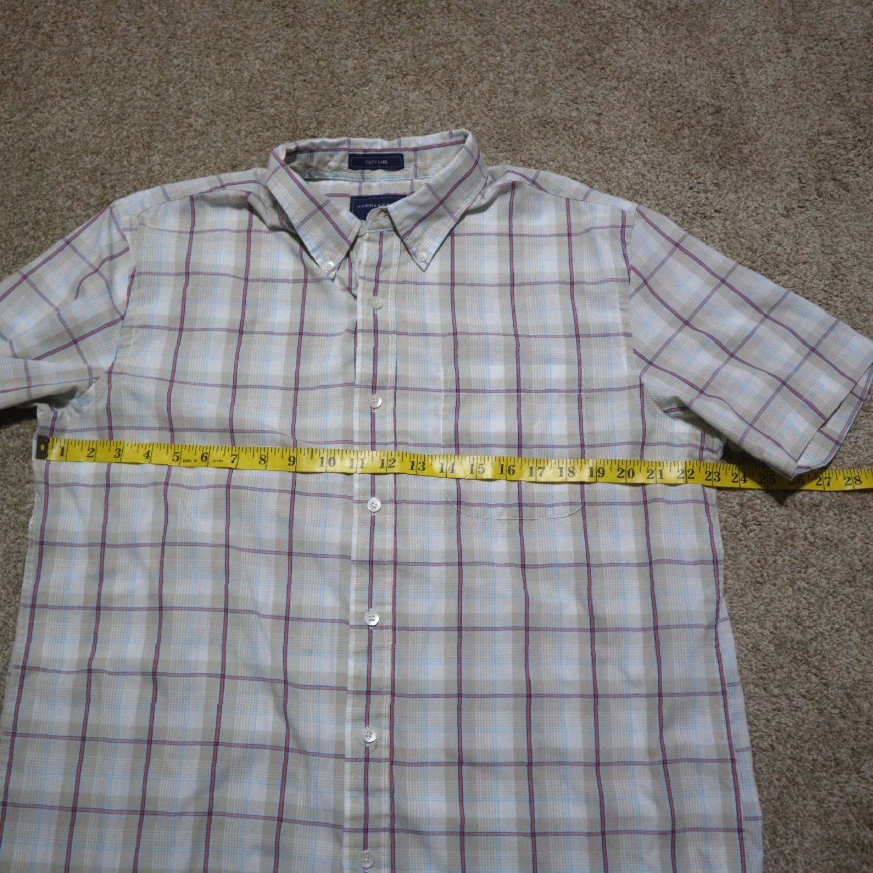 Vintage Saddlebred Button-Down Shirt Tan Beige Plaid Checkered Short Sleeve Pocket Men L Large Shirt Mens Button-Up Casual Workwear 90s? Size US L / EU 52-54 / 3 - 4 Thumbnail