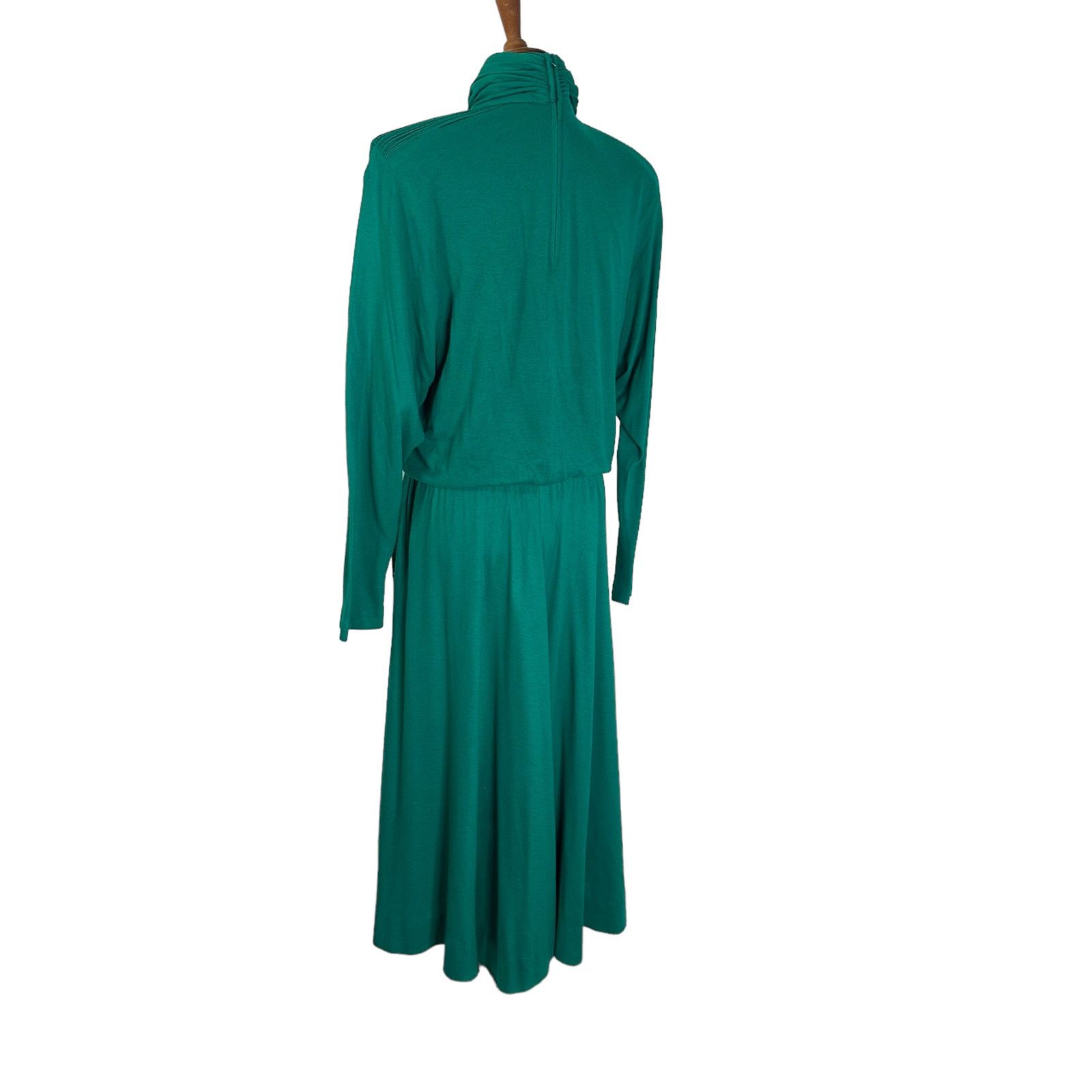 Vintage Vintage 1980s Emerald Green Tutrtleneck knit Midi Dress M Size M / US 6-8 / IT 42-44 - 8 Thumbnail