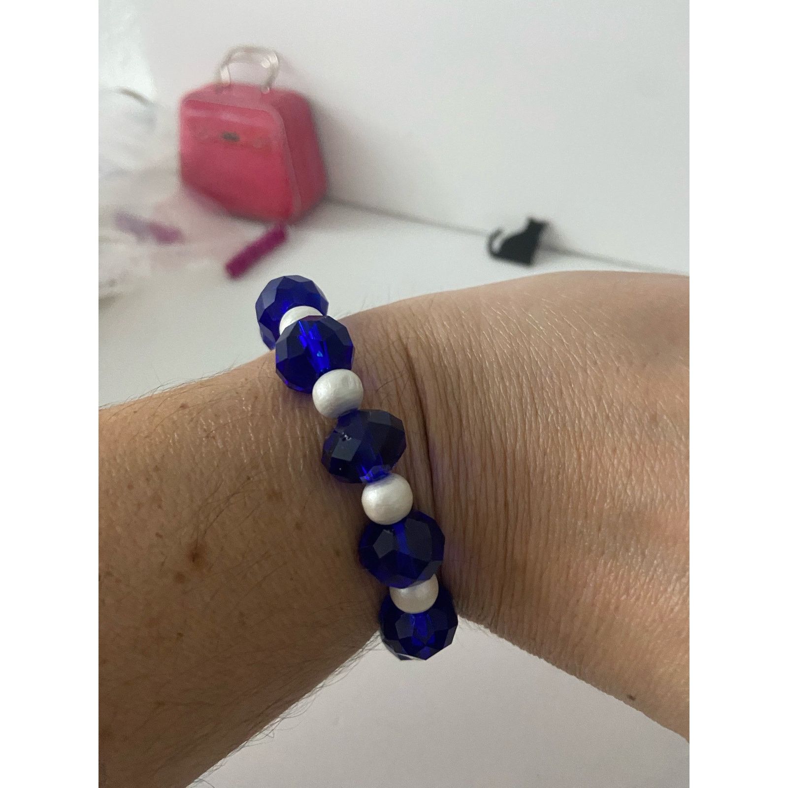Handmade blue glass bead bracelet Size ONE SIZE - 1 Thumbnail
