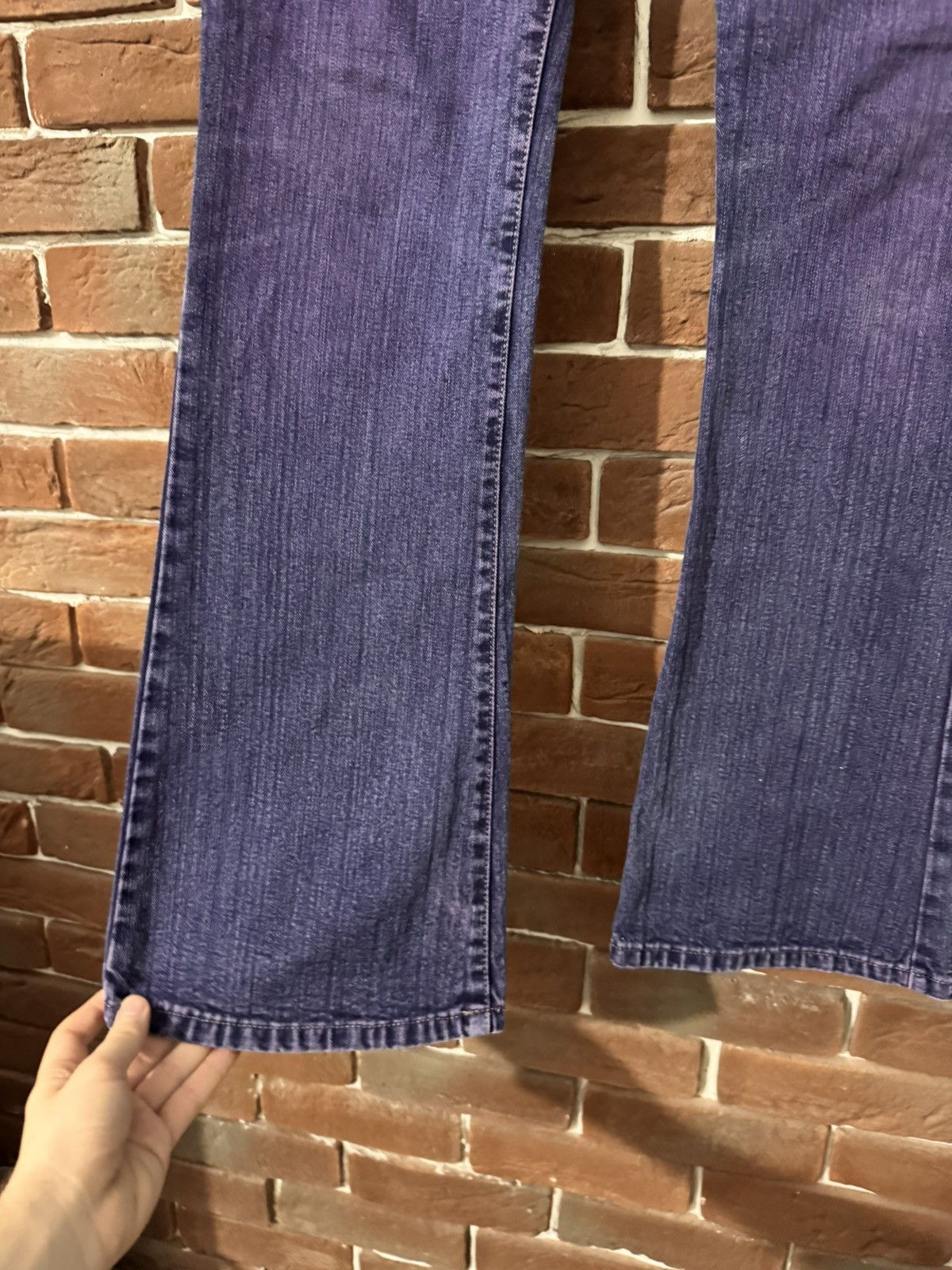 Japanese Brand Y2K Vintage Miss Sixty Jeans Purple Acid Wash Flared Low Ris Size 29" - 6 Thumbnail