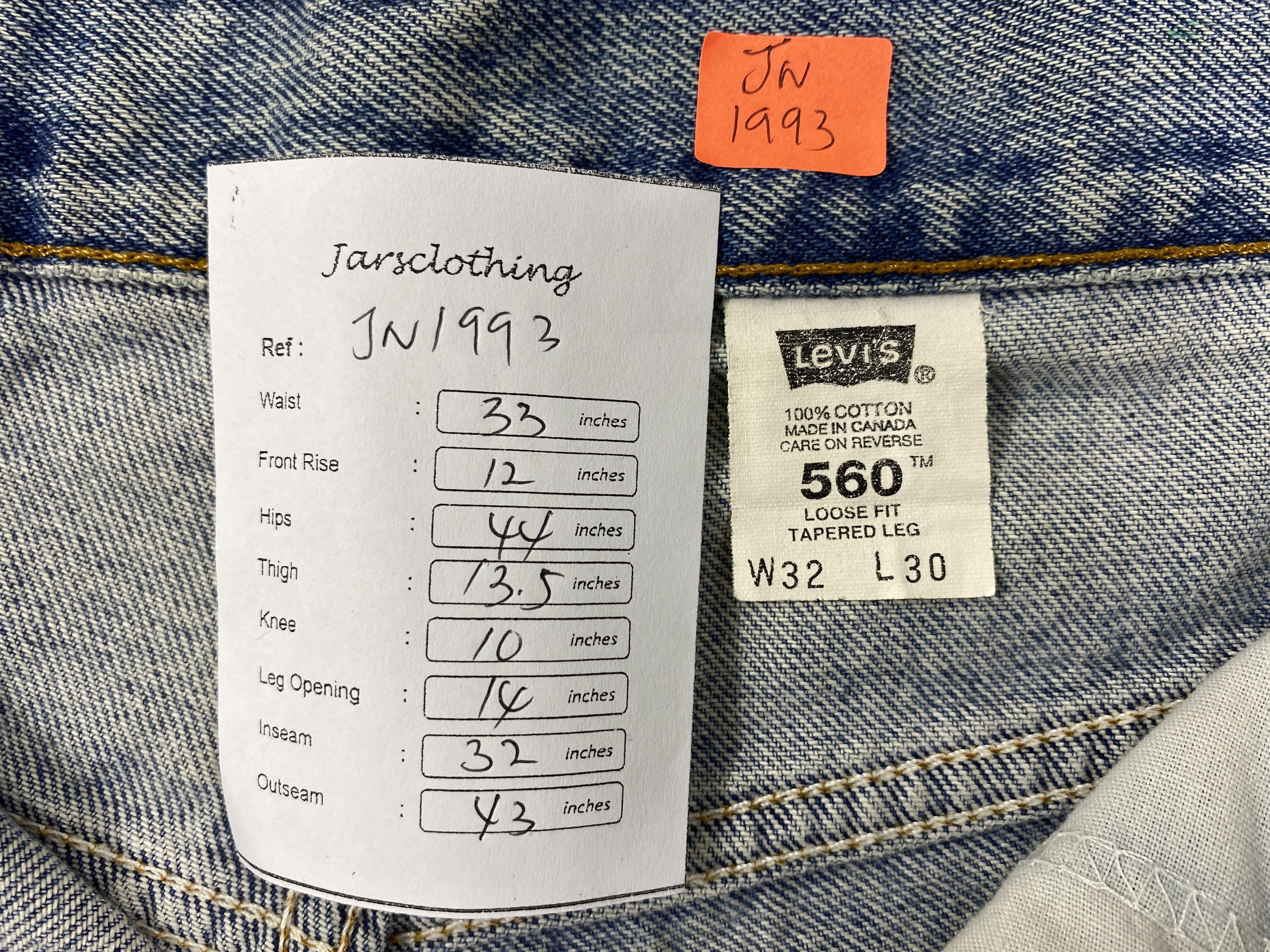 Levi's Distressed Blue Vintage Levi's 560 33x32 Denim -JN1993 Size US 33 - 8 Thumbnail