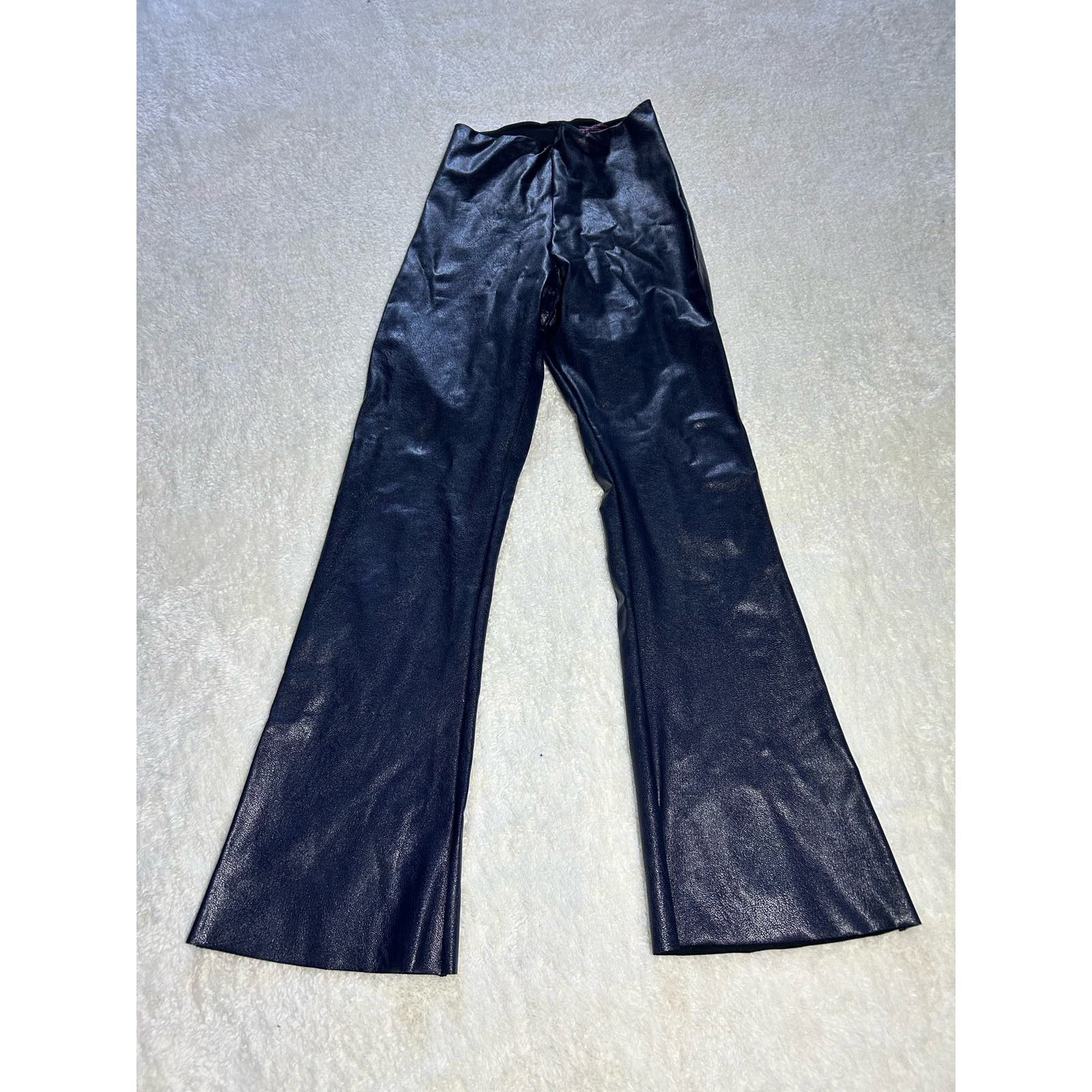 Commando Faux Leather Dark Blue Flare Leggings Size Medium