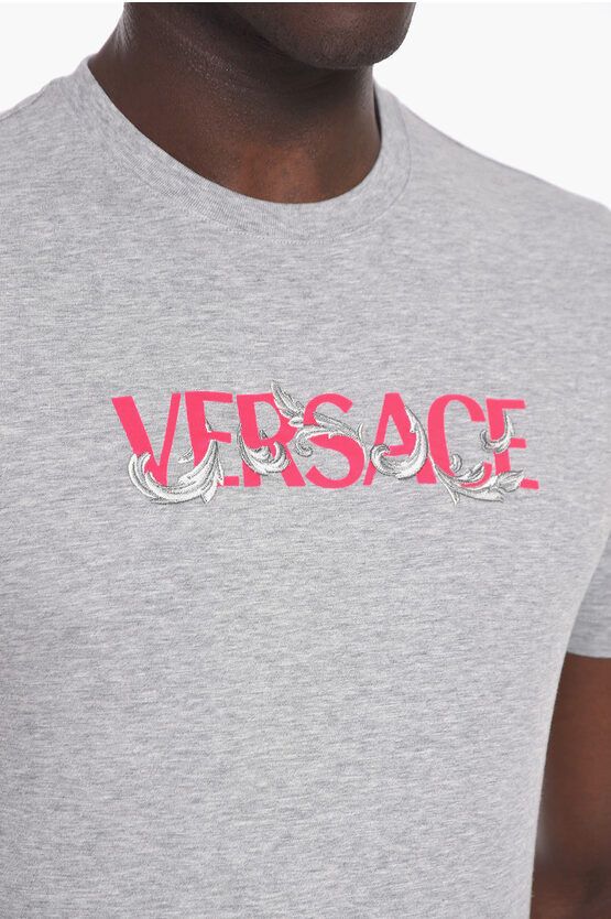 Versace o1y0525 Logo Crewneck T-Shirt in Grey Size US M / EU 48-50 / 2 - 2 Thumbnail
