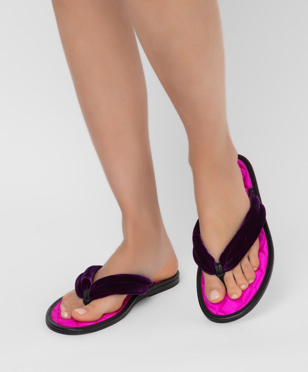 Tom Ford o1y0126 Velvet Flats in Plum Size US 8 / IT 38 - 5 Thumbnail