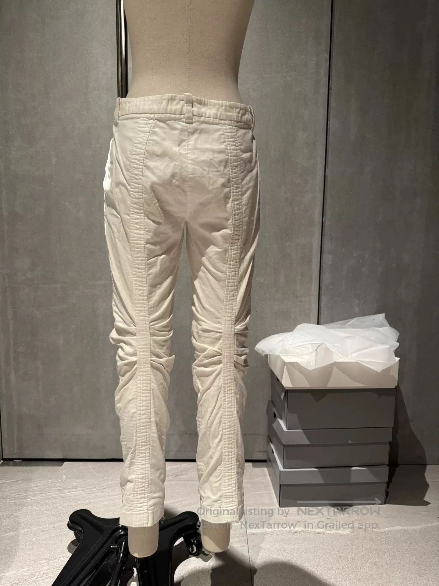 Ann Demeulemeester unique white pleated denim trousers. Size US 42 / EU 58 - 4 Thumbnail