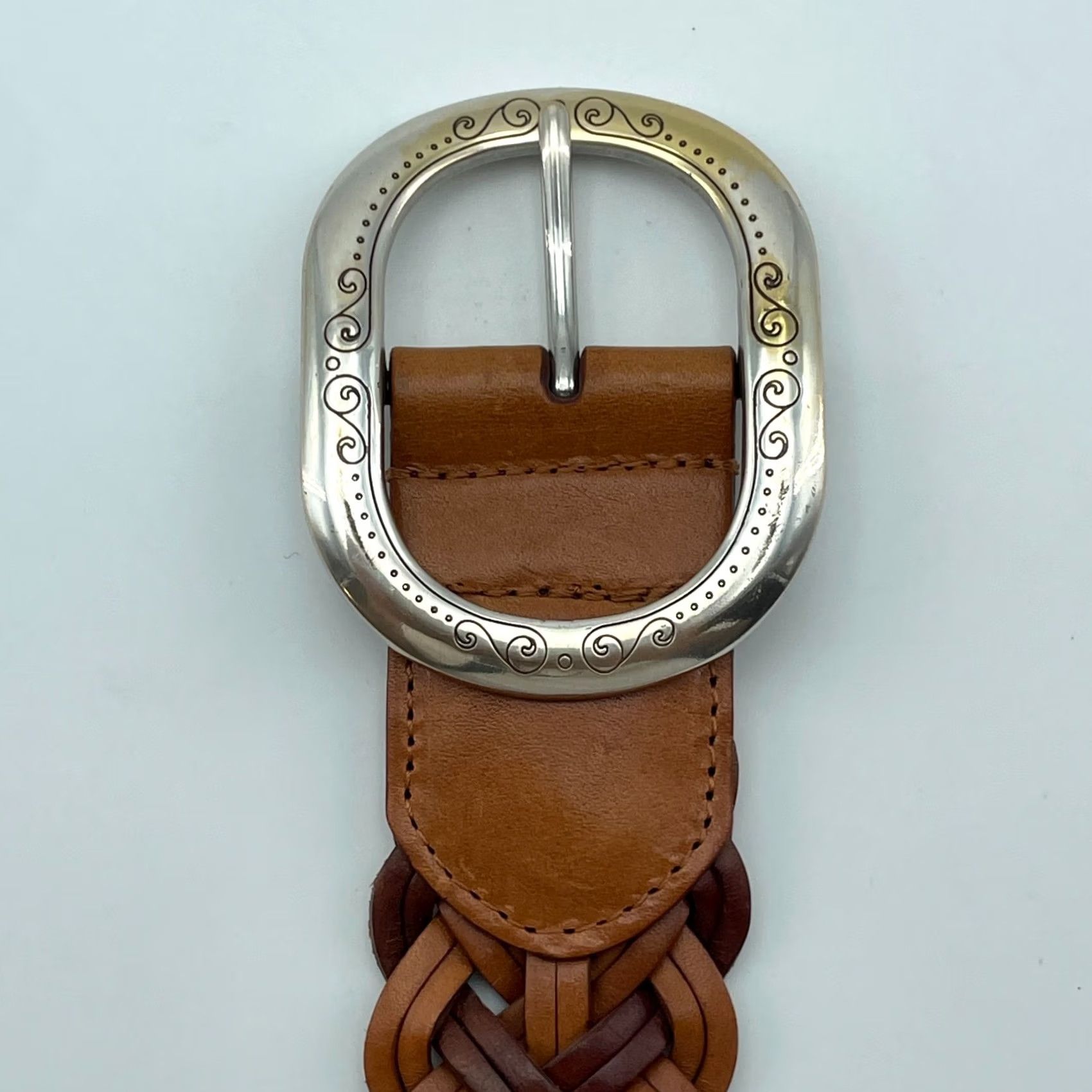 Brighton Leather Belt Women Small 28 Brown Silver Engraved Buckle Boho Chic Vtg 1995 Brighton Women main image 3