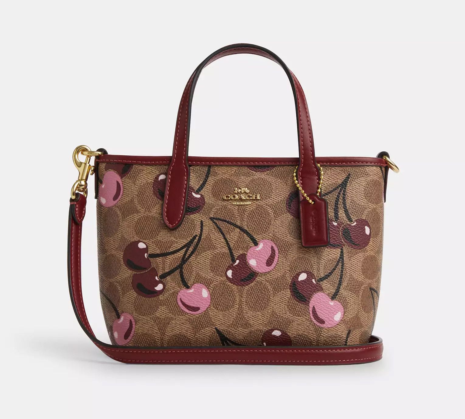 Coach 🍒 City Mini Tote Bag In Signature Canvas With Cherry CY737 Size ONE SIZE - 6 Thumbnail