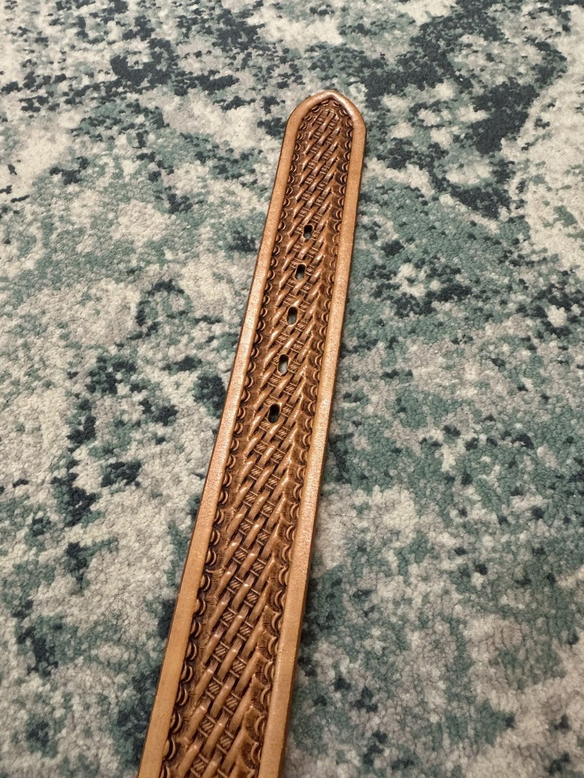 Handmade Tony Lama Classic Basketweave Leather Belt Bronc Buckle (32) Size 32 - 17 Thumbnail