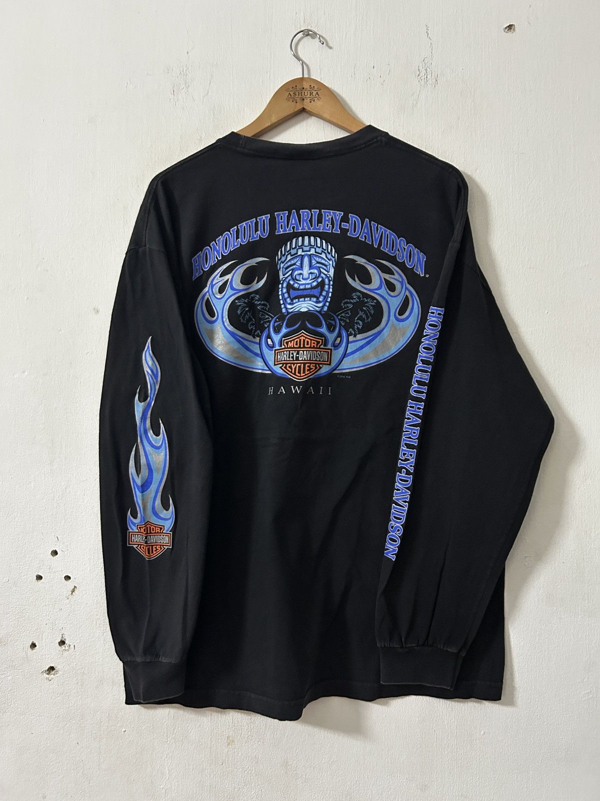 Harley Davidson × Vintage 90s Harley Davidson blue flame long